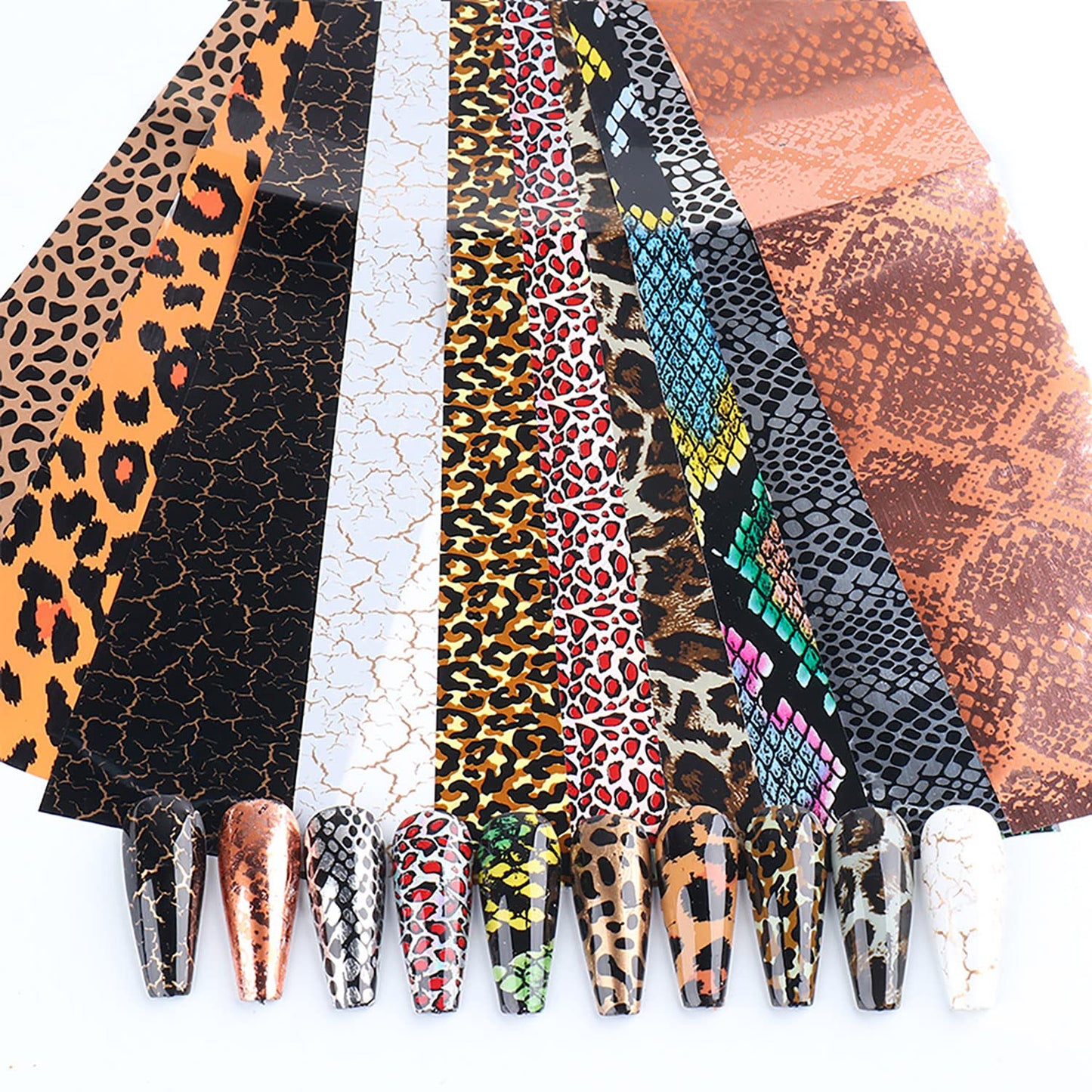 Holographic Leopard Print Decals, Starry Sky Foil Stickers, Nail Transfer Glue, Decorations