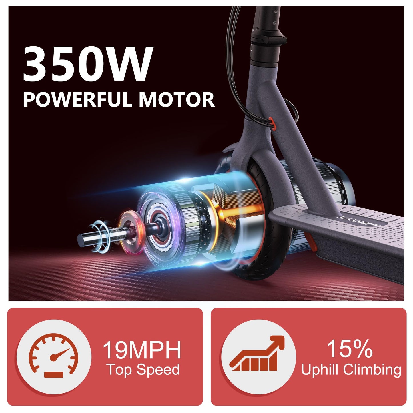 MAXSHOT Electric Scooter for Adults, 8.5/10/14" Tires, 19/22Mph, 350W/500W Motor, 21-28 Miles Range, Folding E-Scooter with Dual Suspension,APP Control