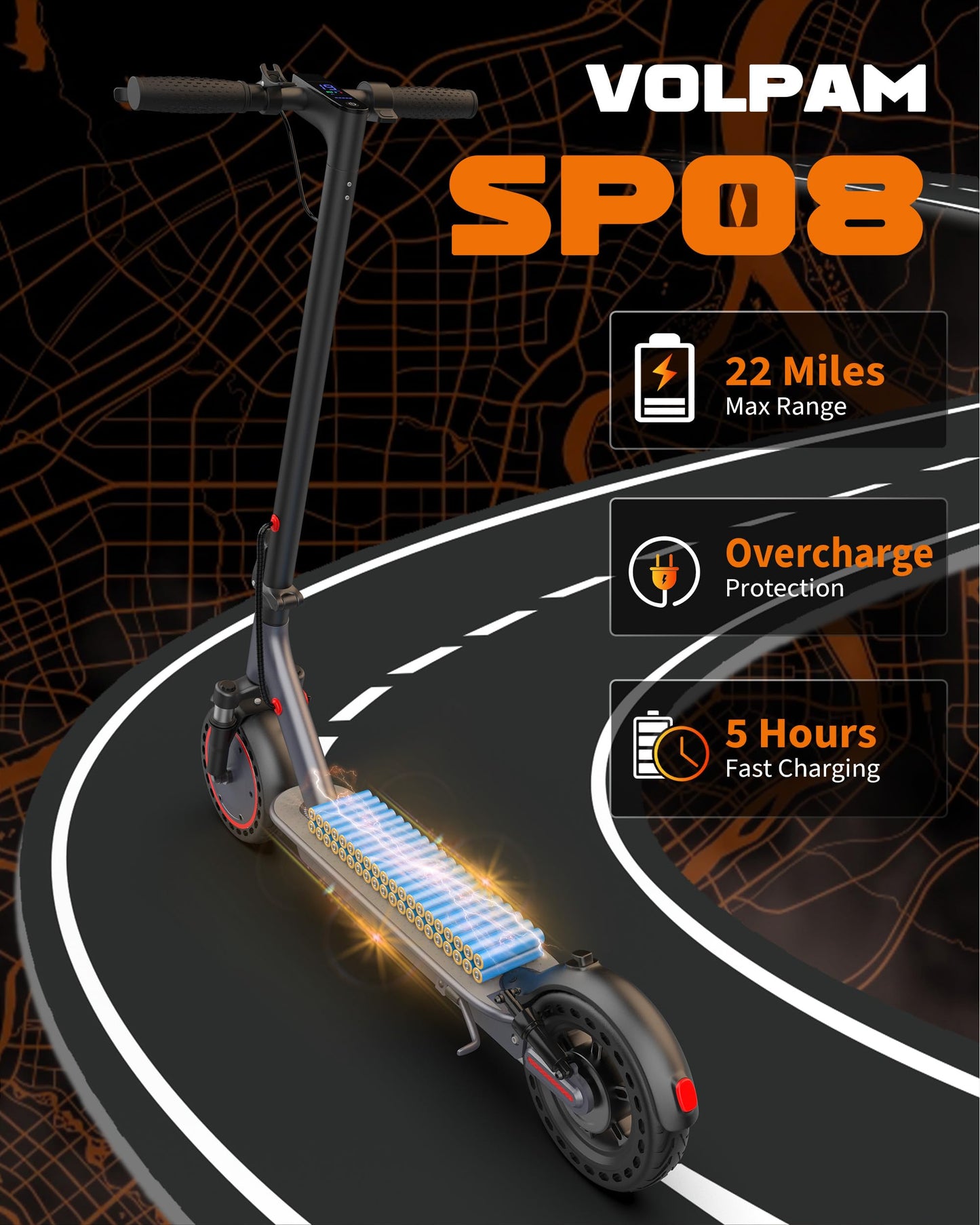 VOLPAM 10 Inches Electric Scooter, Dual Suspension, 21 MPH Top Speed, 500W Powerful Motor, 28 Miles Long Range, Dual Braking, Max Load 264 lbs