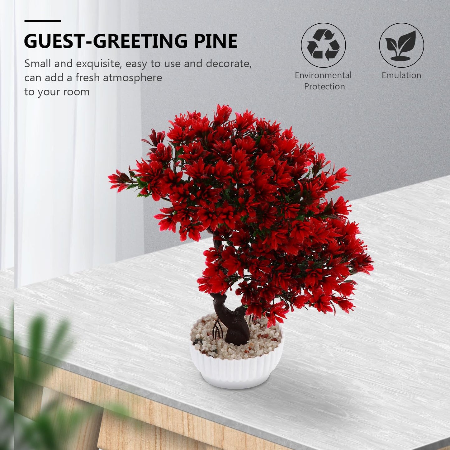 Healeved Artificial Bonsai Guest-Greeting Pine Tree Realistic Simulation Plant Decor for Home Office Easy Care Faux Potted Bonsai 10.62X10.62X12.20 Inches