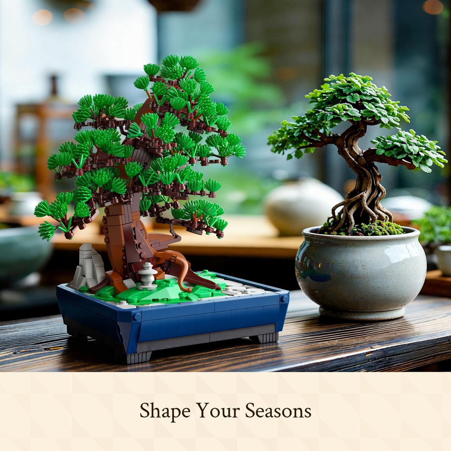 Wise Block Bonsai Tree Building Set, 950 pcs Pine Building Blocks, Artificial Bonsai Tree Plants for Home Decor, DIY Arts & Crafts Kits