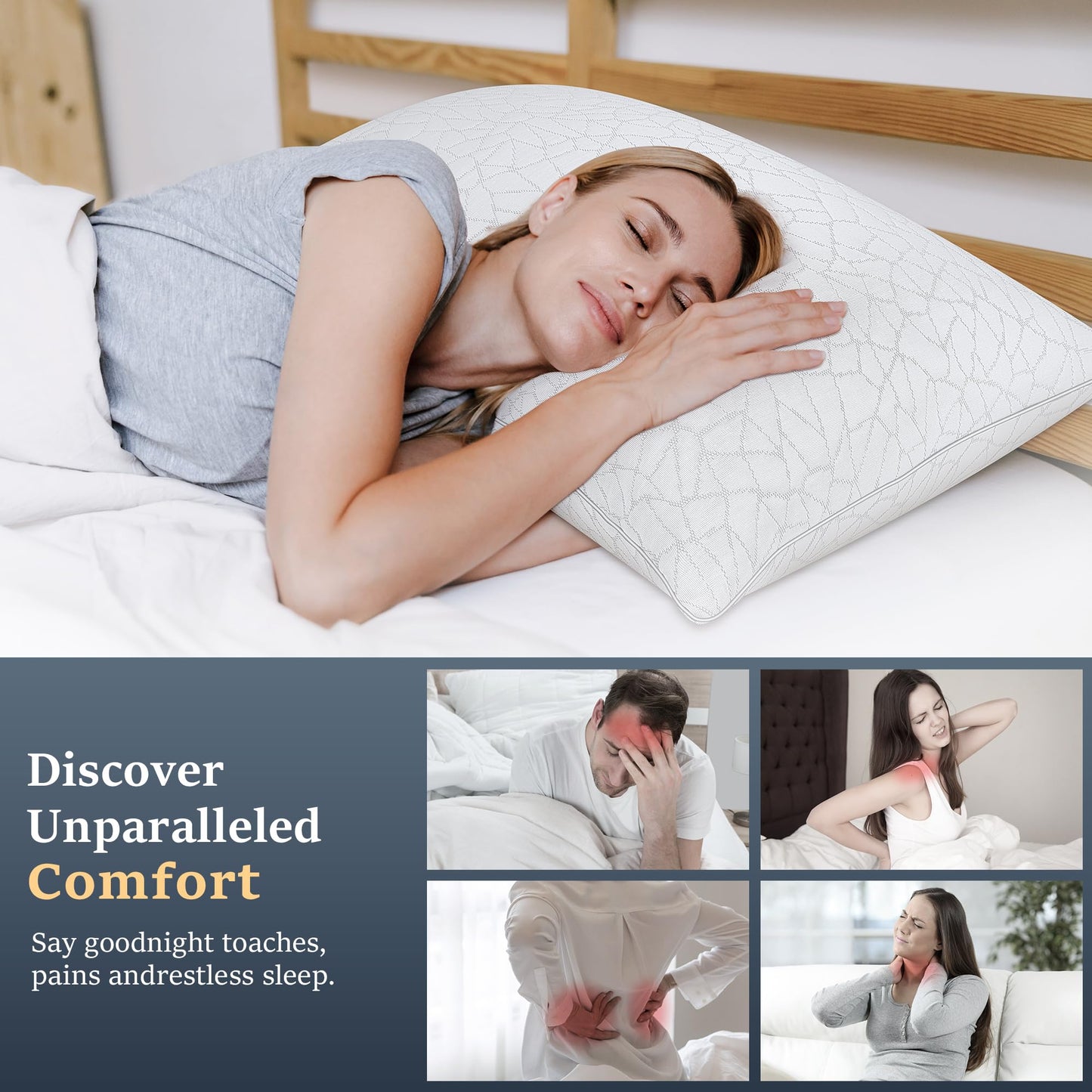 COZSINOOR Bed Pillows Queen Size - Cooling Premium Down Alternative Pillows Set of 2 for Side, Back, and Stomach Sleepers Hotel Quality Fluffy Soft Microfiber Fill Breathable Skin-Friendly