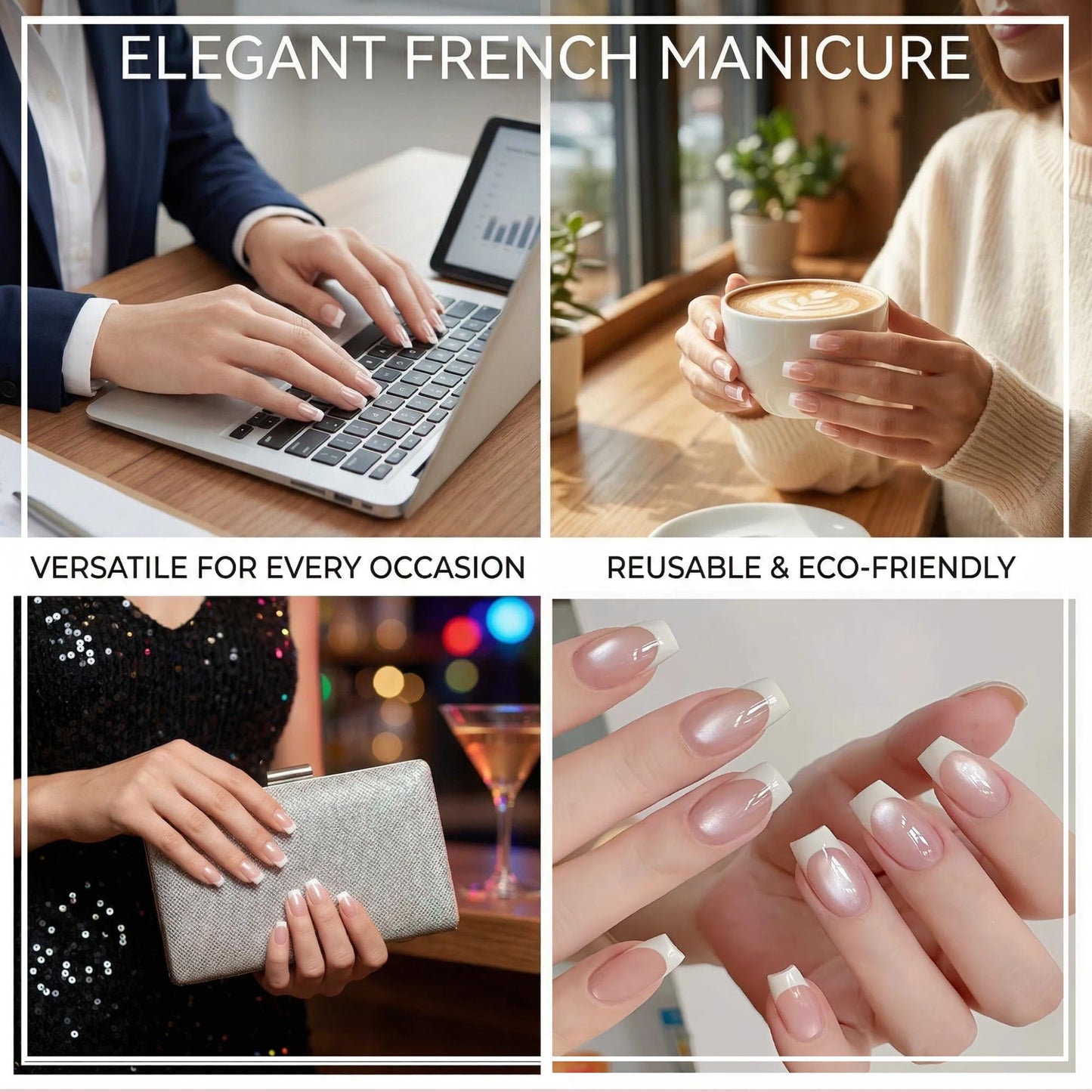 Taoyisent Cat Eye Press on Nails 24PCS Nude Pink French Tip Soft Gel Nails Short Square Glossy Magnetic Effect Fake Nails Reusable Full Cover Stick on Nails Kit