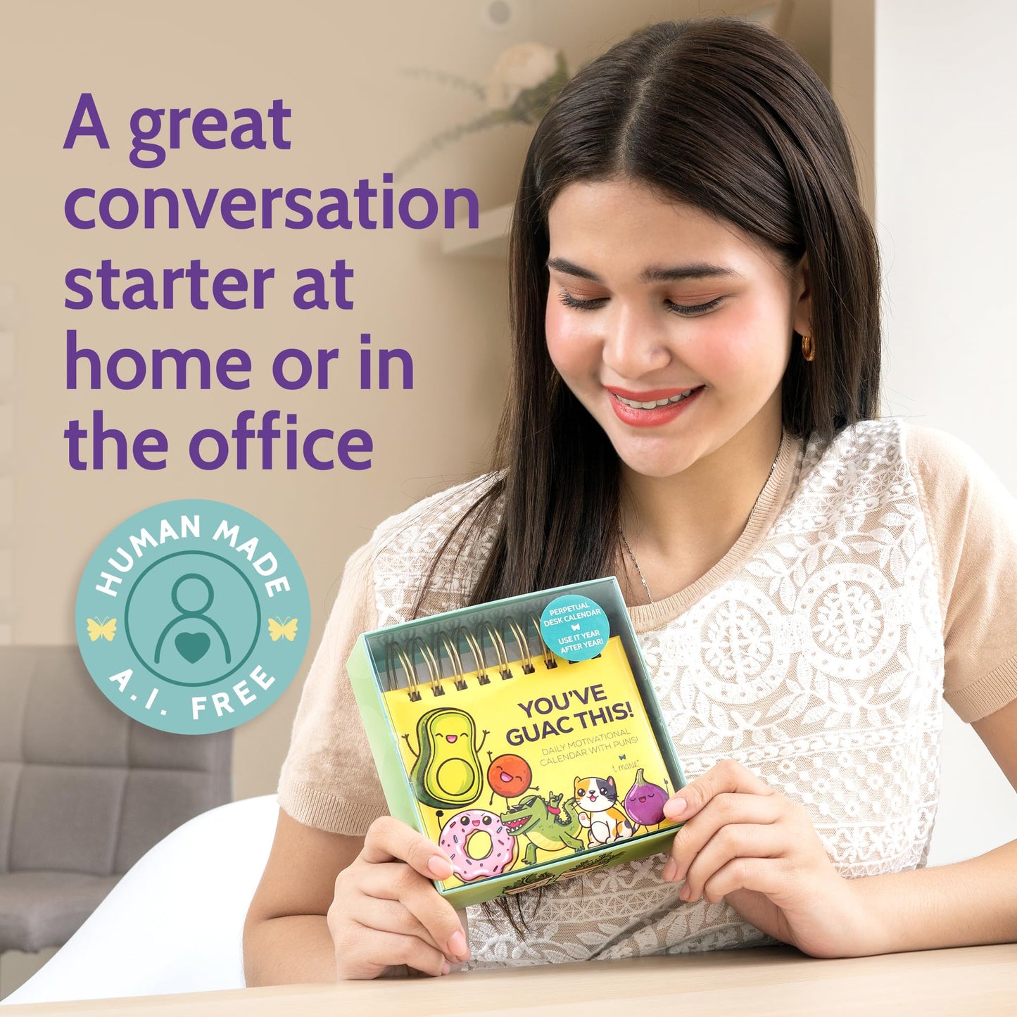 T MARIE 2026 Punny Motivational Desk Calendar - Daily Pun Perpetual Calendar with Clean Humor for Home and Office - Funny Gifts and Kid Friendly Dad Jokes - Cute Office Decor with Positive Affirmations