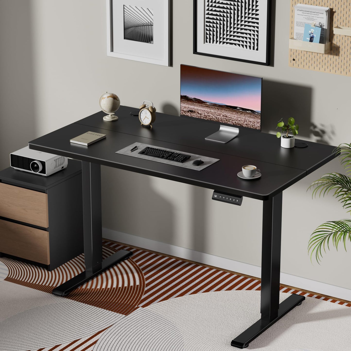 NICECOZY Dual Motor Electric Standing Desk Frame, Height Adjustable Table Legs for Max 44″ x 70.8″ Desktop with 330lbs Capacity, Ergonomic Sit Stand Up Desk Base for Home Office, Black Frame Only