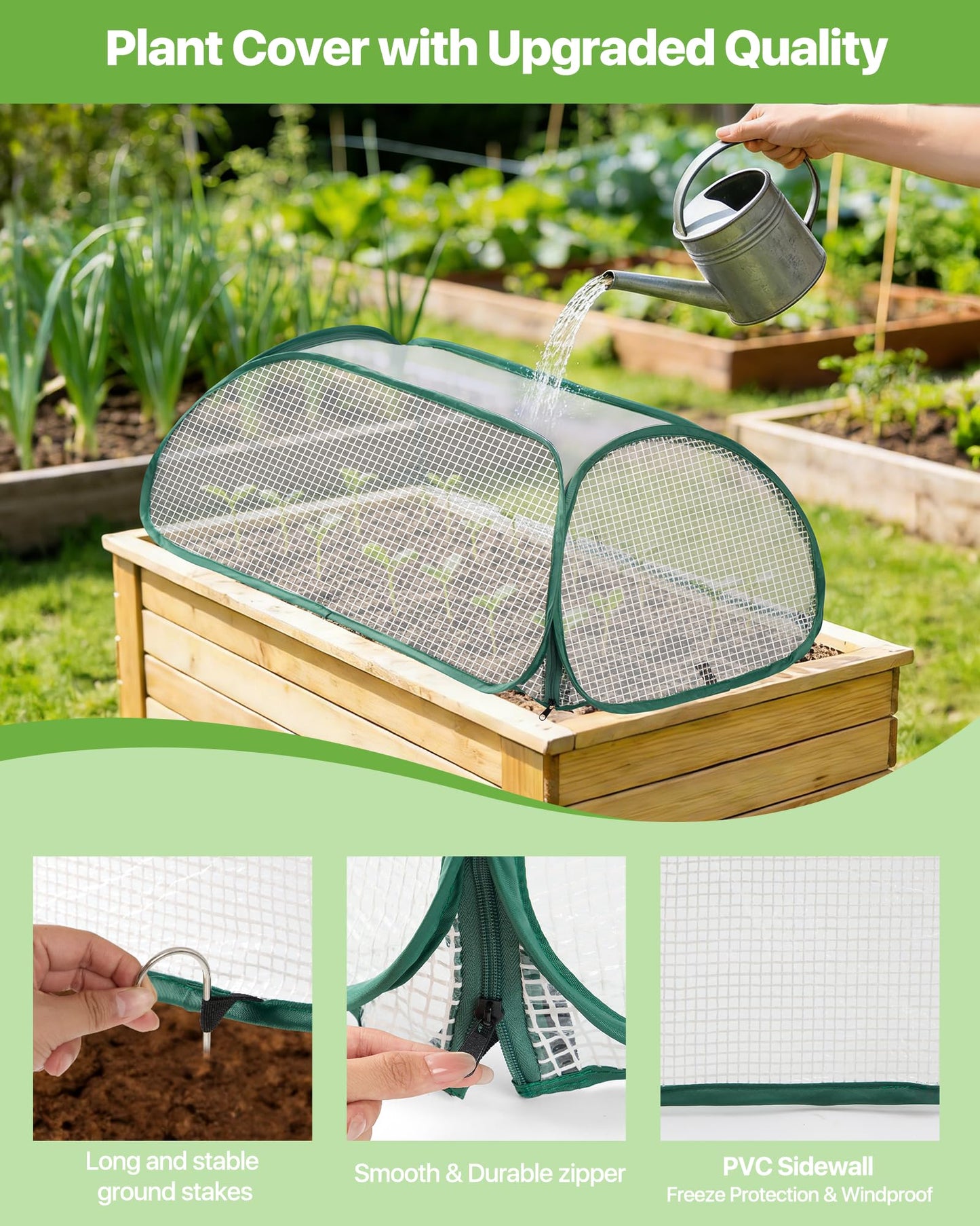 JivaJot Garden Covers for Raised Beds, Plant Greenhouse Cover for Raised Garden Bed, Freeze Protection Humidity Domes for Gardening Germination and Seedling Propagation, Pest Protection