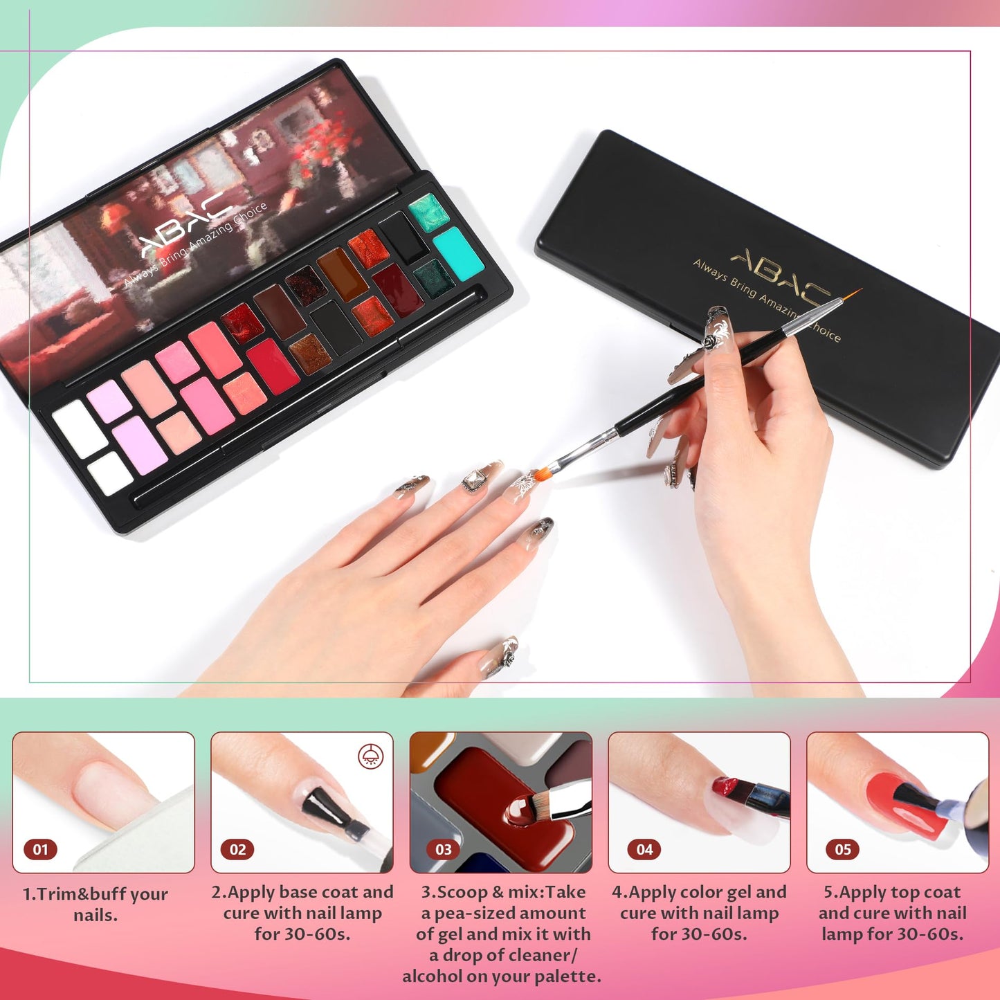 ABAC Solid Jelly Gel Nail Polish Set Hema Free Sheer 24 Colors w/Dual Brush - Nude Pink,Burgundy,Mocha & Sage Green Transparent Shades,Fall/Winter Collection,Long-Lasting & Salon-Quality Gel Kit