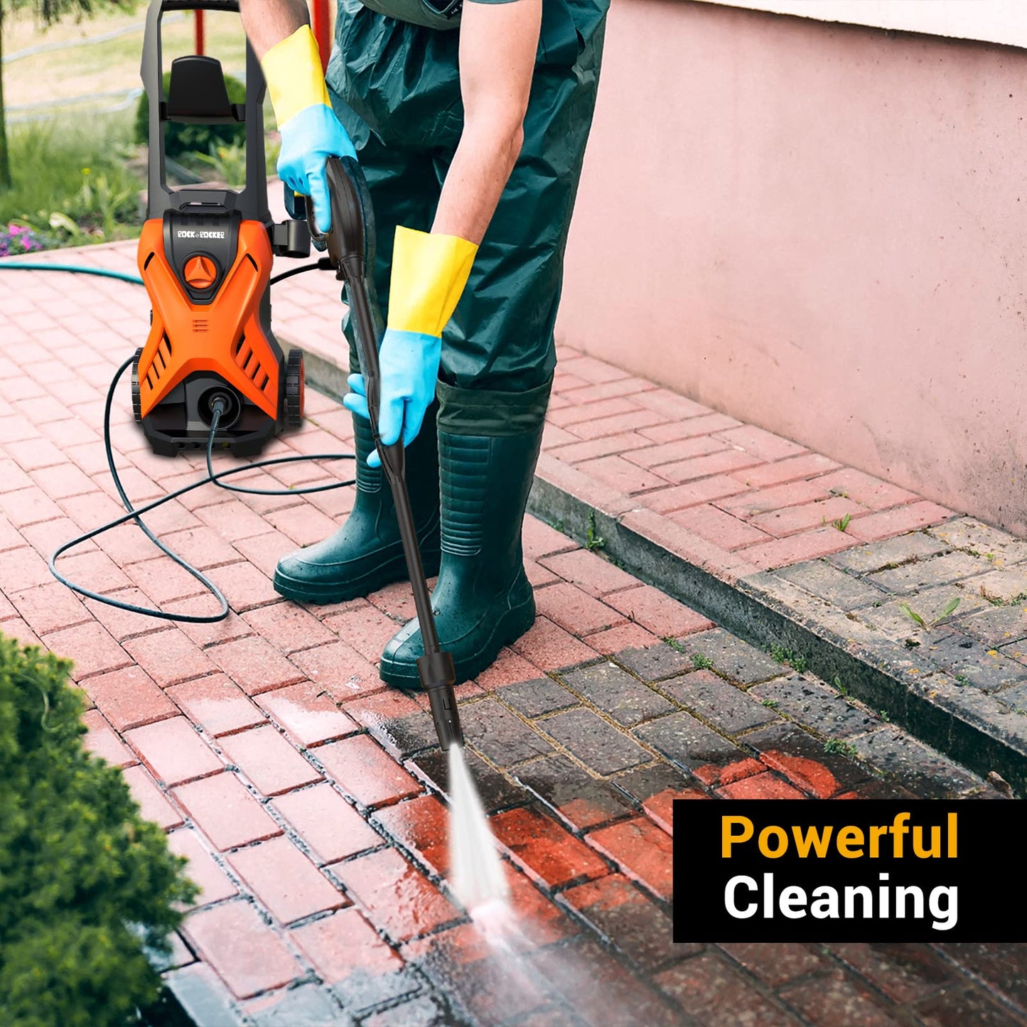 Rock&Rocker Electric Pressure Washer, 2150PSI Max Power Washer with Adjustable Pressure Nozzle, Foam Cannon, Car Cleaning Washer Great for Home/Patio/Concrete/Deck/Driveways Cleaning