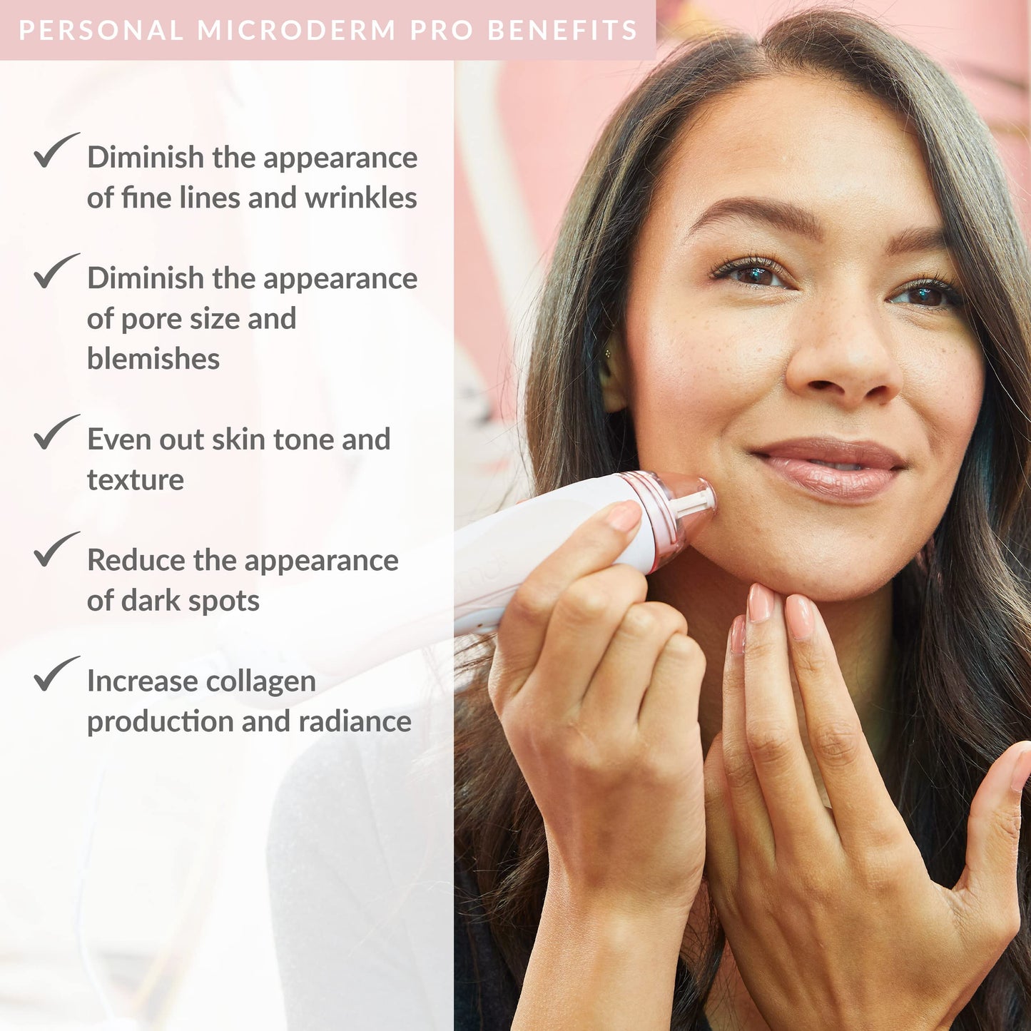 PMD Beauty Personal Microderm Pro - At-Home Use, Facial Exfoliator Tool, Microdermabrasion Machine Kit for Face and Body Skincare, Blush + Starter Kit
