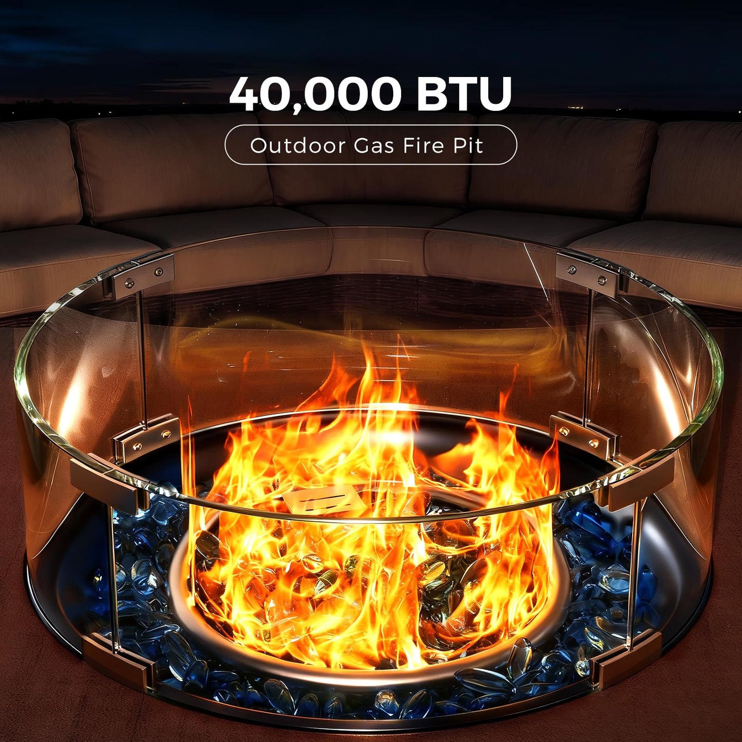 Jocoevol Fire Pit Table Propane Fire Pit 28 Inch 40,000 BTU 2 Piece Gas Fire Pits with Wind Guard Tank Table Glass Rocks Protective Cover, CSA Certified, for Outside Outdoor Patio Backyard Balcony
