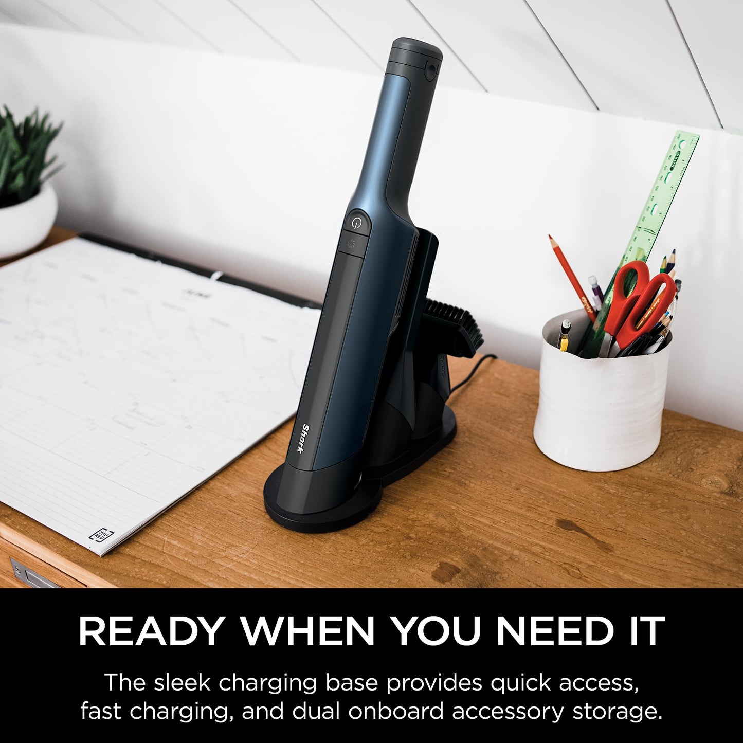 Shark WV410BL WANDVAC Cordless Hand Vacuum, Ultra-Lightweight & Portable with Powerful Suction & Tools for Pets, Designed for Car & Home, Dark Blue