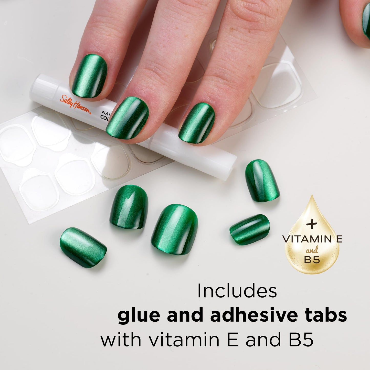 Sally Hansen Salon Effects Perfect Press-On Nails | Coffin Shape | Easy to Apply, Non-Damaging | 30 Nails, Nail Glue, Adhesive Tabs, File | Onyx-Pected (Pack of 2)