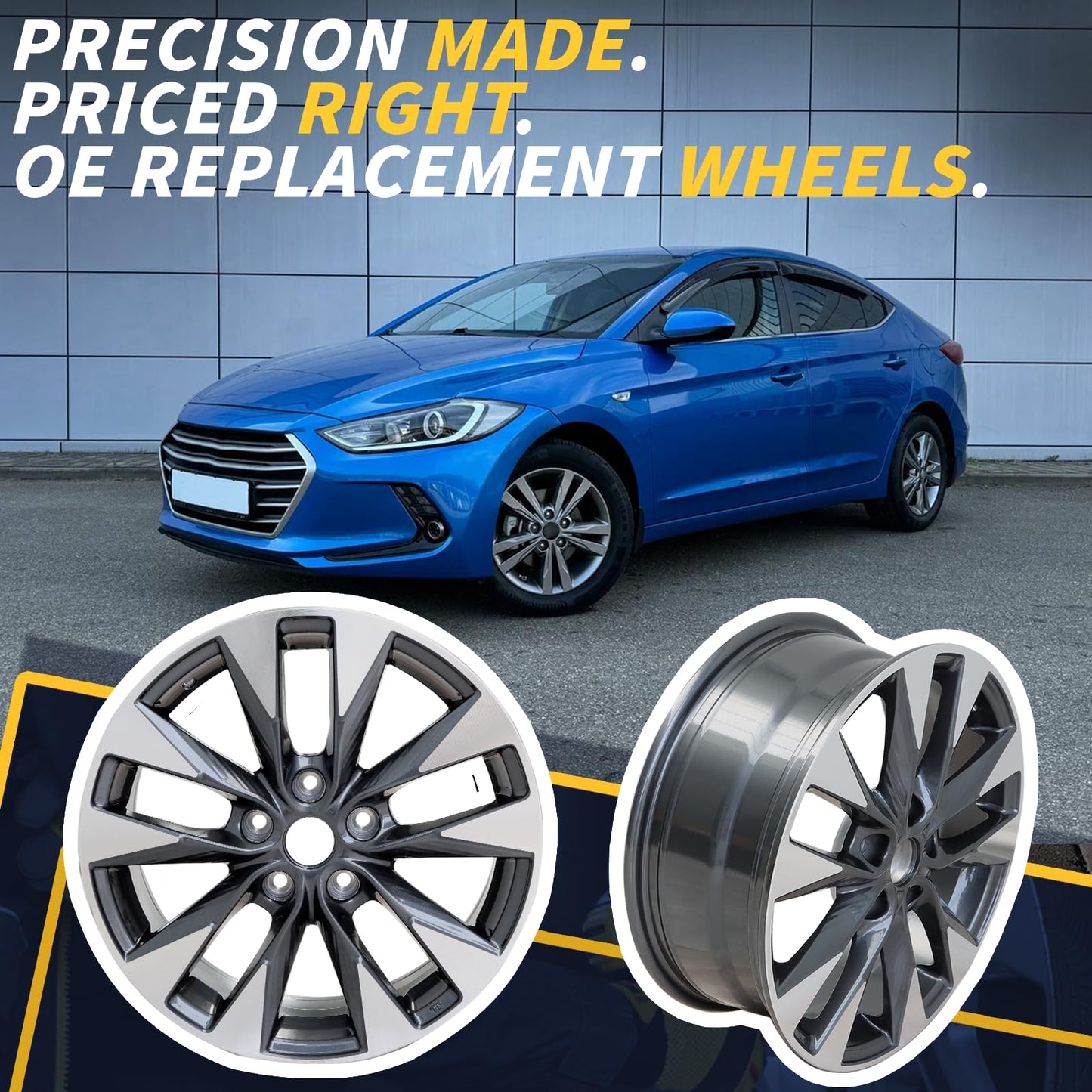LUNEGUE 17" New 17x6.5" Aluminum Alloy Wheel Rim Fits for Nissan Sentra 2016 2017 2018 2019 Factory Wheel Replacement, ALY62730U35N, Direct Fit, OEM Design Replacement Rim