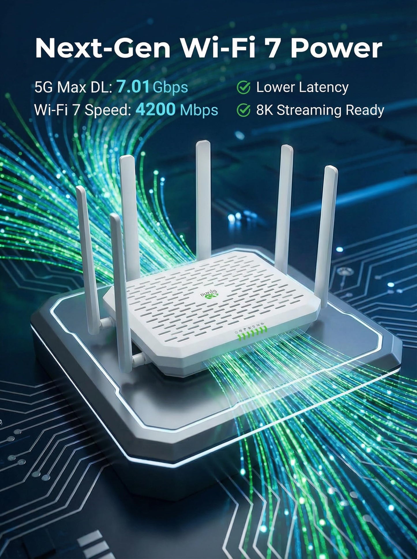 InHand Networks 5G Router BE4200 WiFi 7 Cellular Router,Certified by Verizon,AT&T,T-Mobile,Dual SIM Failover, AI-Driven Cloud Managed,2x2.5GbE Ports,Internet for RV,Mobile Business,Rural Home & Office