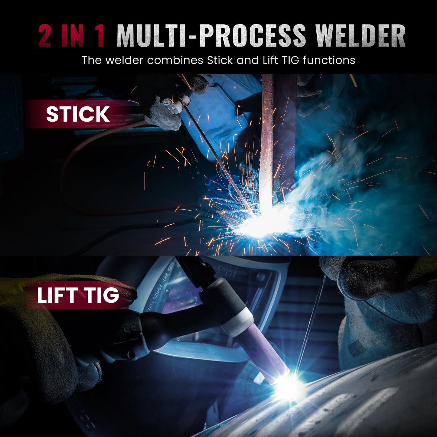 bestarc Stick Welder, 200Amps Large LED Display ARC/Lift TIG Welding Machine, 110V/220V Dual Voltage, IGBT Inverter Synergic Control Portable MMA Welder Machine with Hot Start, Arc Force and VRD