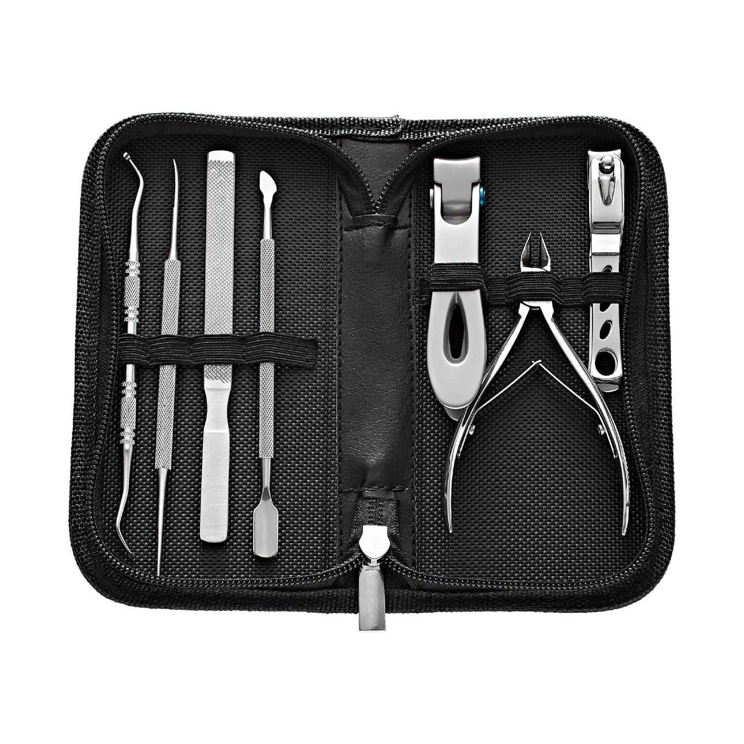 MAVIÉ Ingrown Toenail Clippers for Seniors Thick Toenails, 7 Pcs Heavy Duty Large Pedicure Toe Nail Clipper Set with Wide Opening, Includes Nail Cutter, File, Lifter, Cuticle Pusher, Travel Case