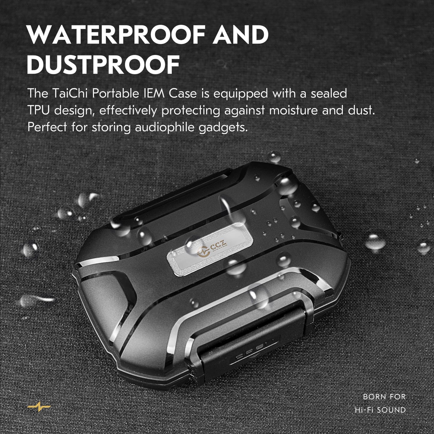 CCZ Taichi Portable IEM Case, Water-Resistant Earbuds Storage Hard Box, Travel Carrying Case for Headphones Compatible with Moondrop CHU II,KZ ZS10 PRO (Black)