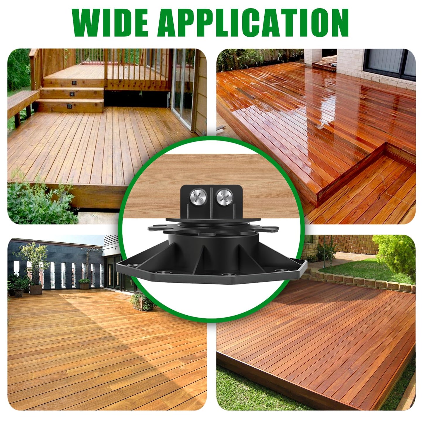 12Pack Adjustable Deck Support Pedestal Deck Foundation Base Support,Used for Floating Deck Platform Deck Floor Height Adjustment Raising, Adjustment Raising from 1-3/16" to 2-3/8",Black