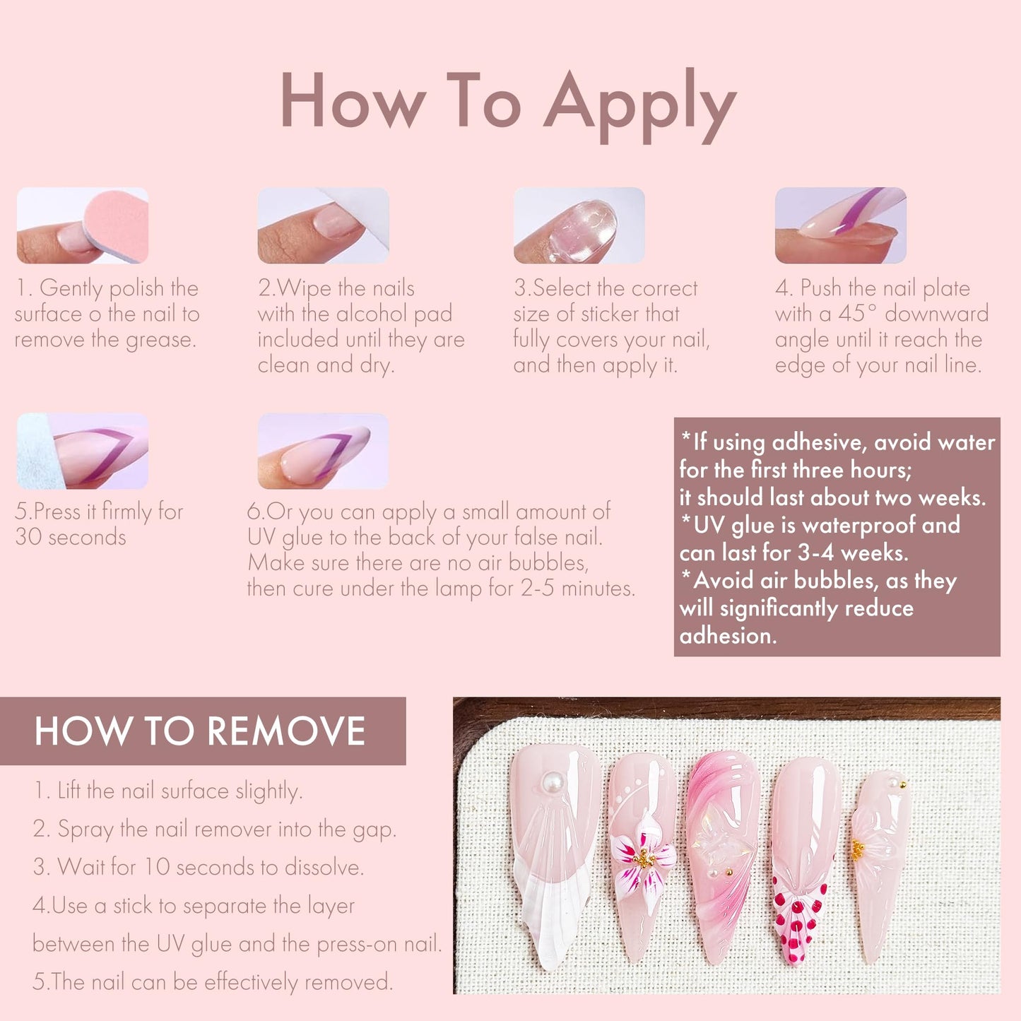Petal Whisper 10PCS Long Pink Floral Gradient Press On Nails, 3D Flower Pearl Gold Accent Elegant Wedding Fake Nails for Women, Soft Glam Korean Style Acrylic UV Gel Press-On Nails Set (Pink, XS)