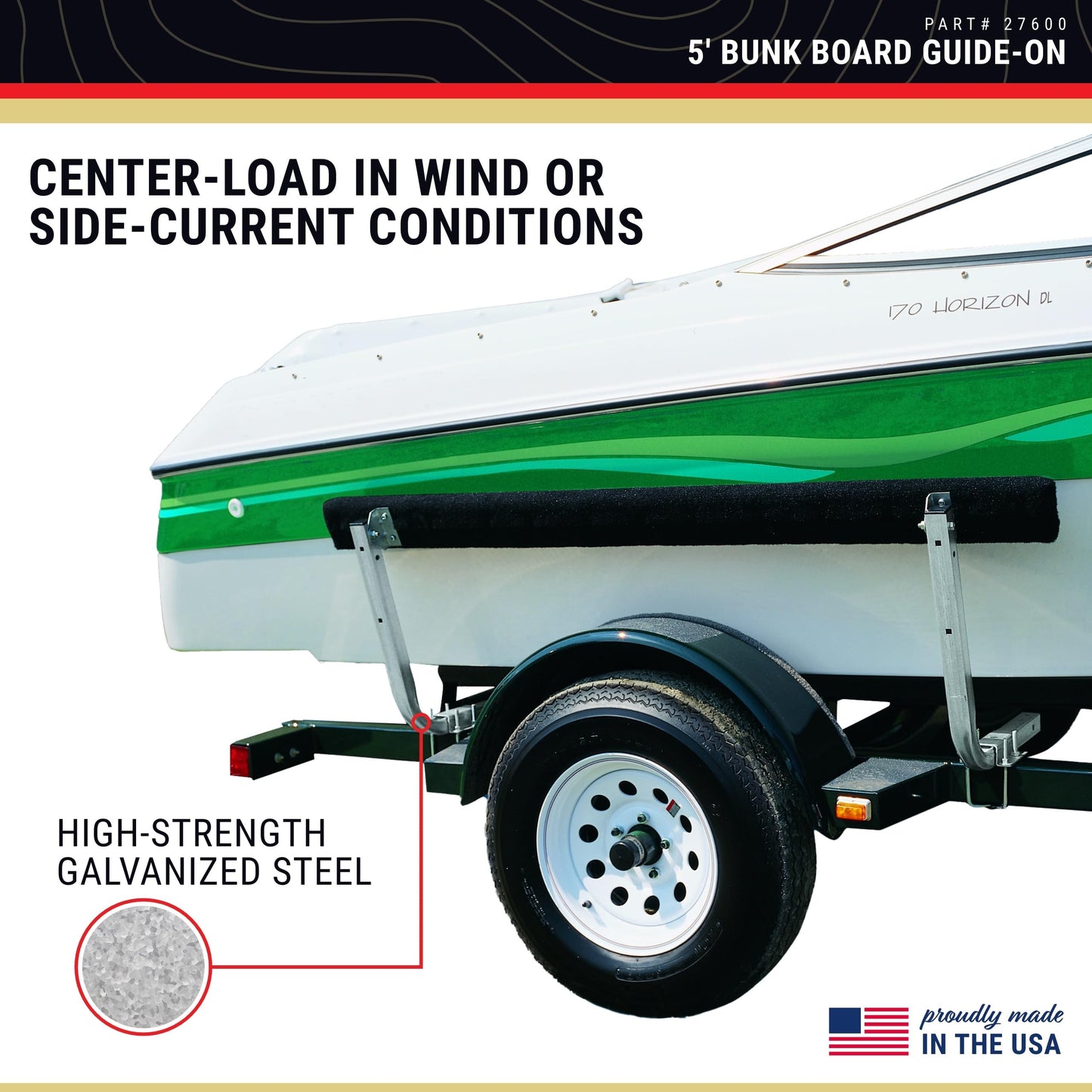 CE Smith - 27600 Guide-ON BUNKBOARD - Sturdy Boat Accessories - 5' - Black