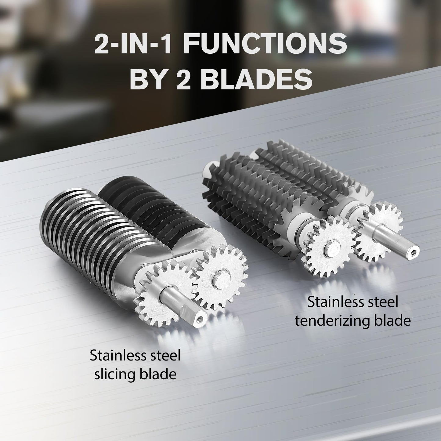 Paladin Equipment Meat Tenderizer Tool Manual Machine beef Jerky Slicer, 2-in-1 meat tenderizer machine Heavy Duty Cuber, 2 Set of Stainless Steel Blades, Aluminum Construction for Beef, Chicken