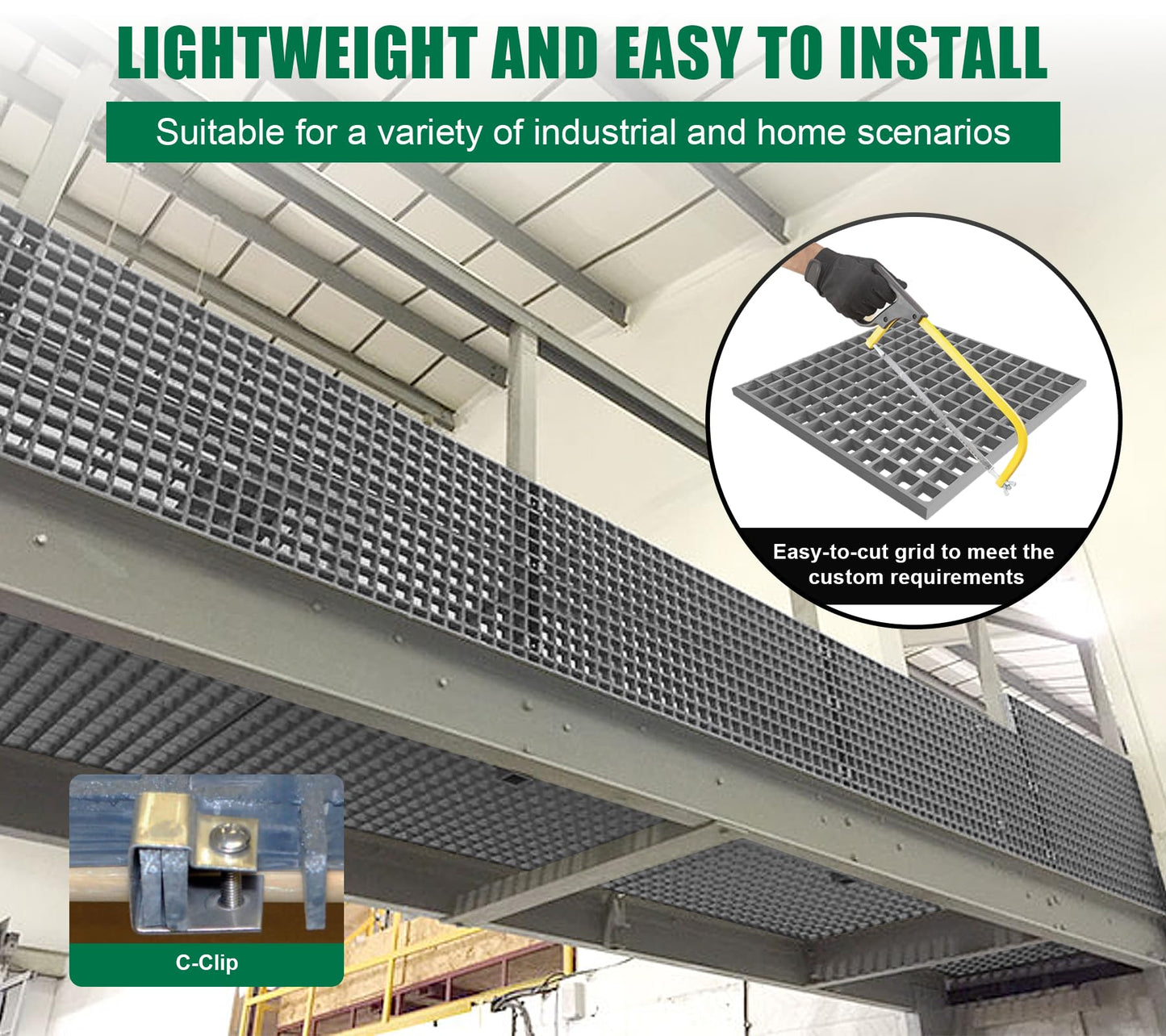 Natotela 2 Pack 48x23x1.2in Fiberglass Molded Grating, 4' x 2' Heavy Duty FRP Industrial Grating Panel Non-Slip Concave Surface 1.5''x1.5'' Openings Fiberglass Bar Grille Plate for Car Wash,Decks,Grey