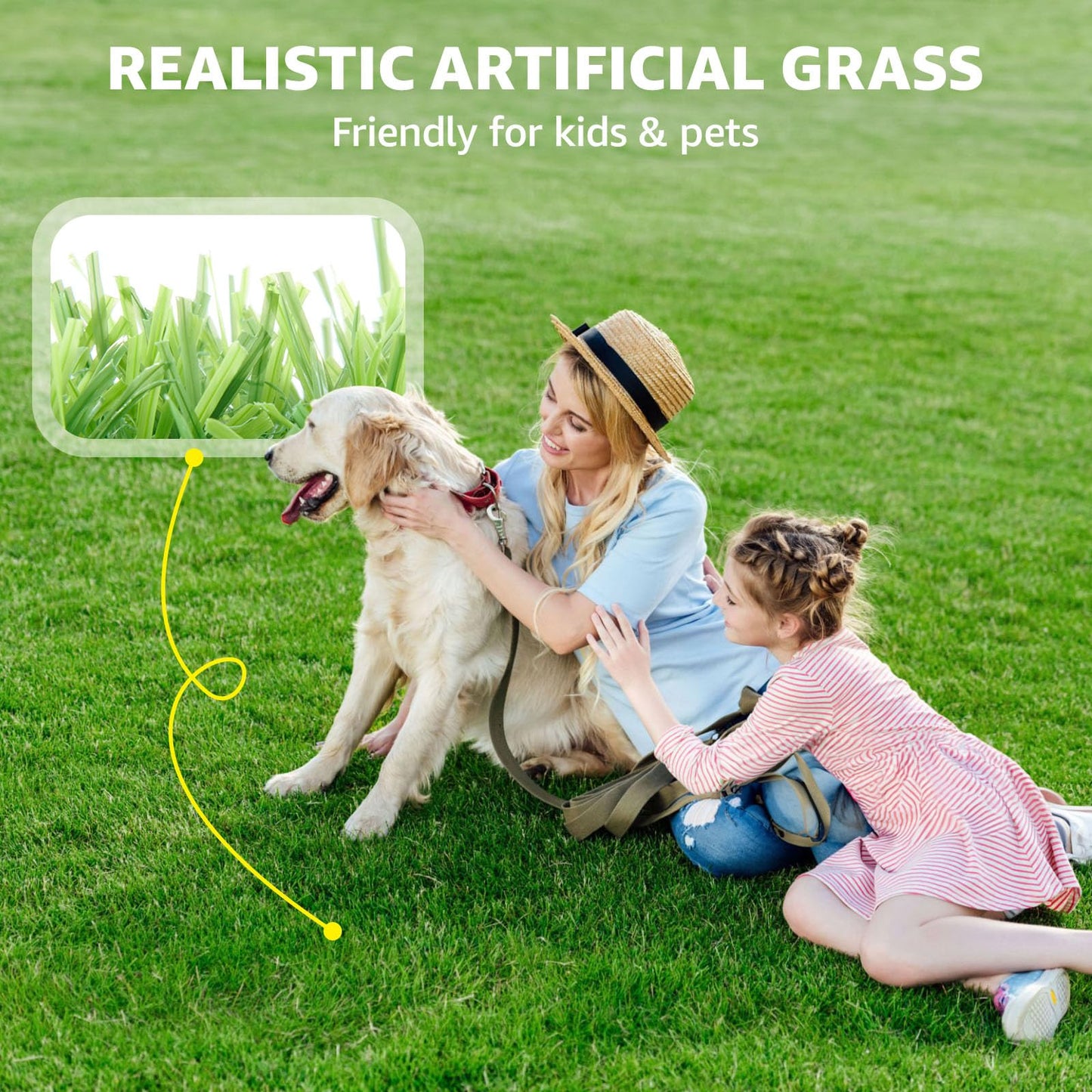 LOOBANI Synthetic Artificial Turf Roll, Artificial Grass for Dog Potty with Drainage Holes, Fake Grass Rug for Garden Landscape Balcony Patio Backyard Decoration, 4 Feet x 6 Feet