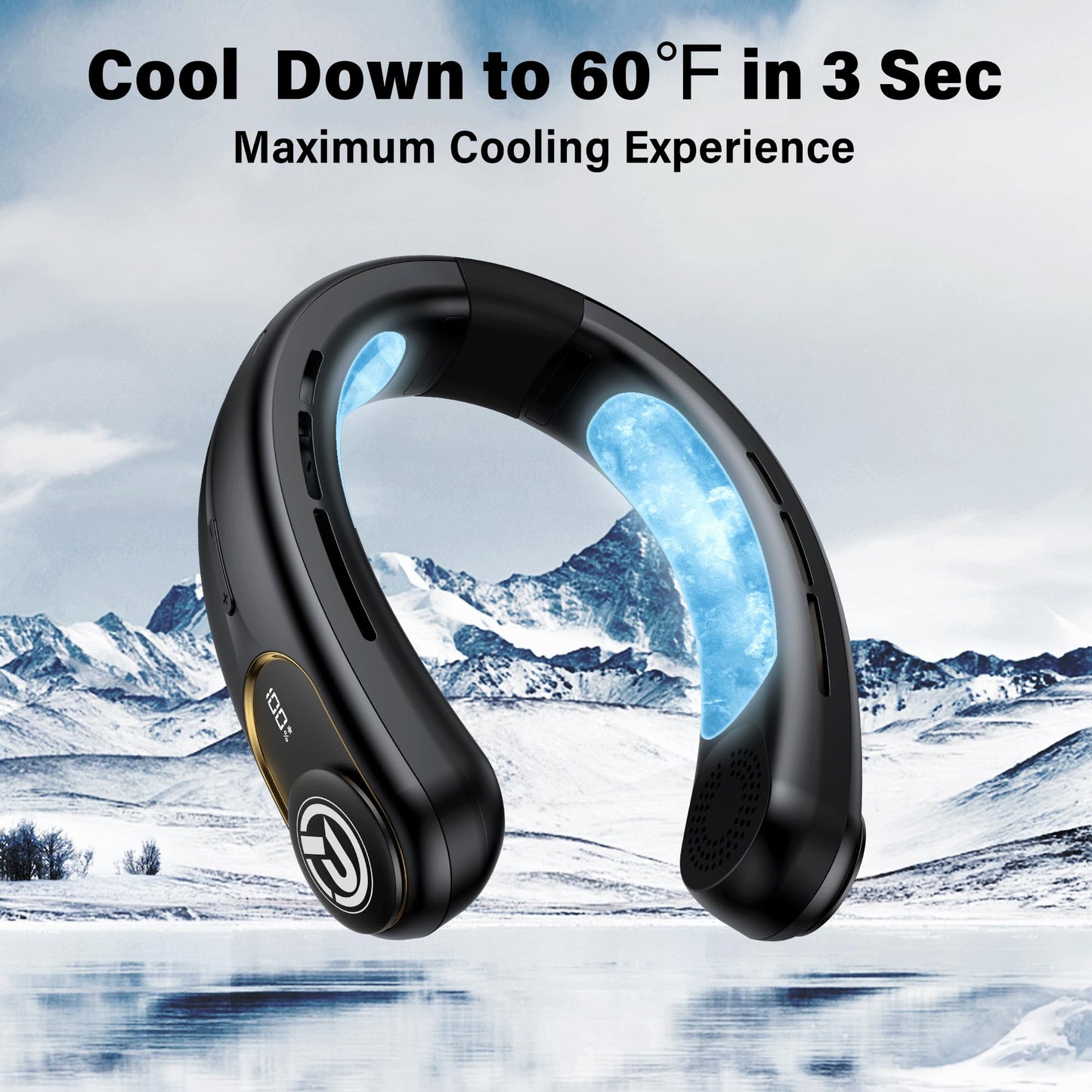 COMLIFE Neck Air Conditioner, 3-Speed Portable Neck Fan with Ice Cooler, 5000mAh Rechargeable Battery Operated Personal Air Conditioner, Hands-Free Bladeless Neck Fan for Sports Travel Outdoor Indoor