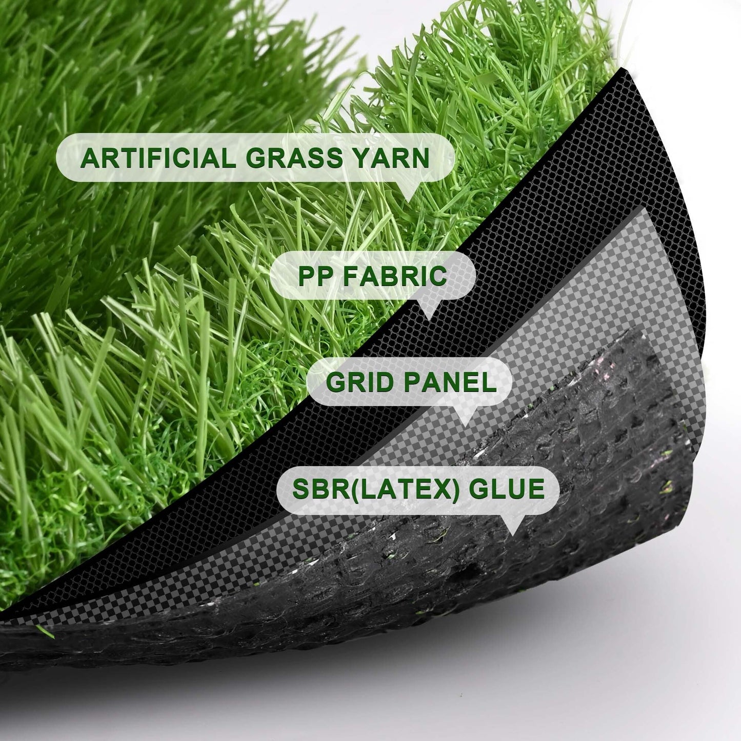 Yescom Artificial Grass Turf Synthetic Turf Fake Lawn with Drainage Holes for Pet Dog Potty Backyard Outdoor 50'x3'x4PCS(600 Sq.Ft) 1.38" Pile Height