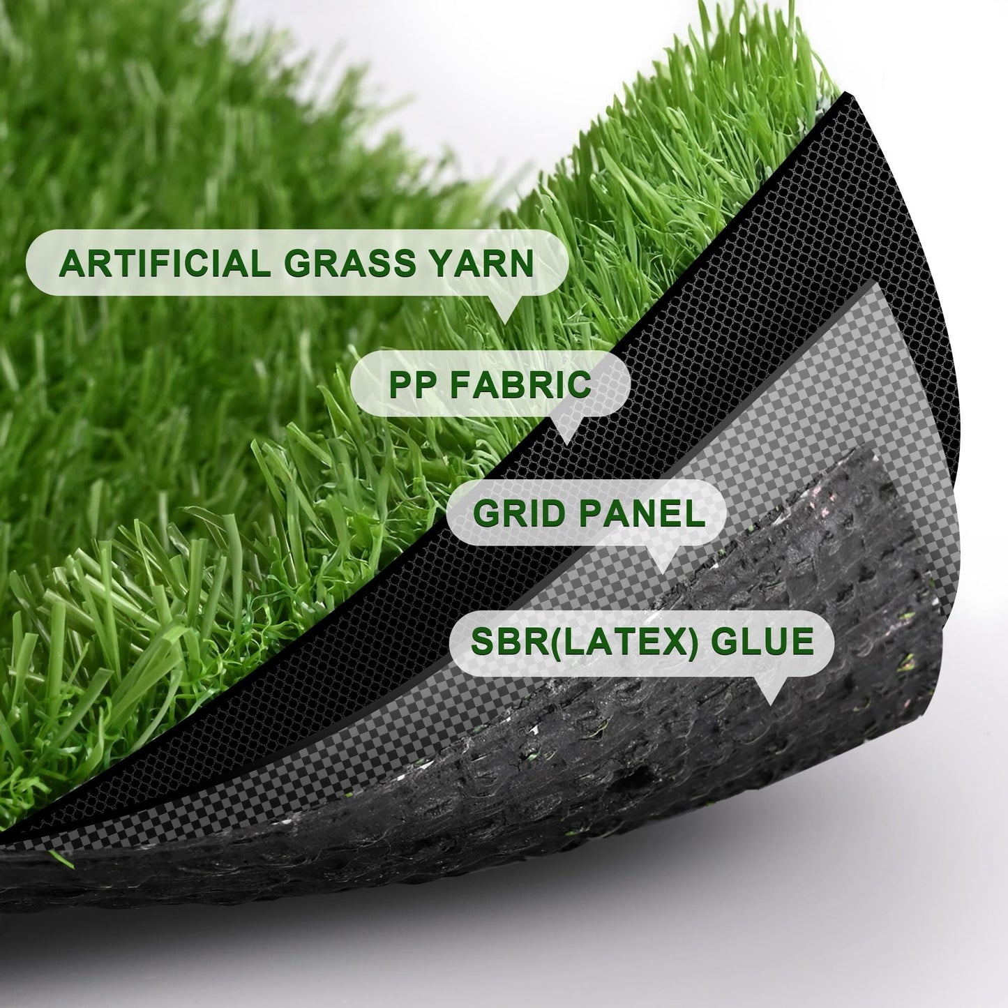Yescom Artificial Grass Turf Fake Grass Rug Synthetic Lawn with Drainage Holes for Backyard Garden Outdoor Indoor Decor 50'x3'x3PCS(450 Sq.Ft) 0.8" Pile Height