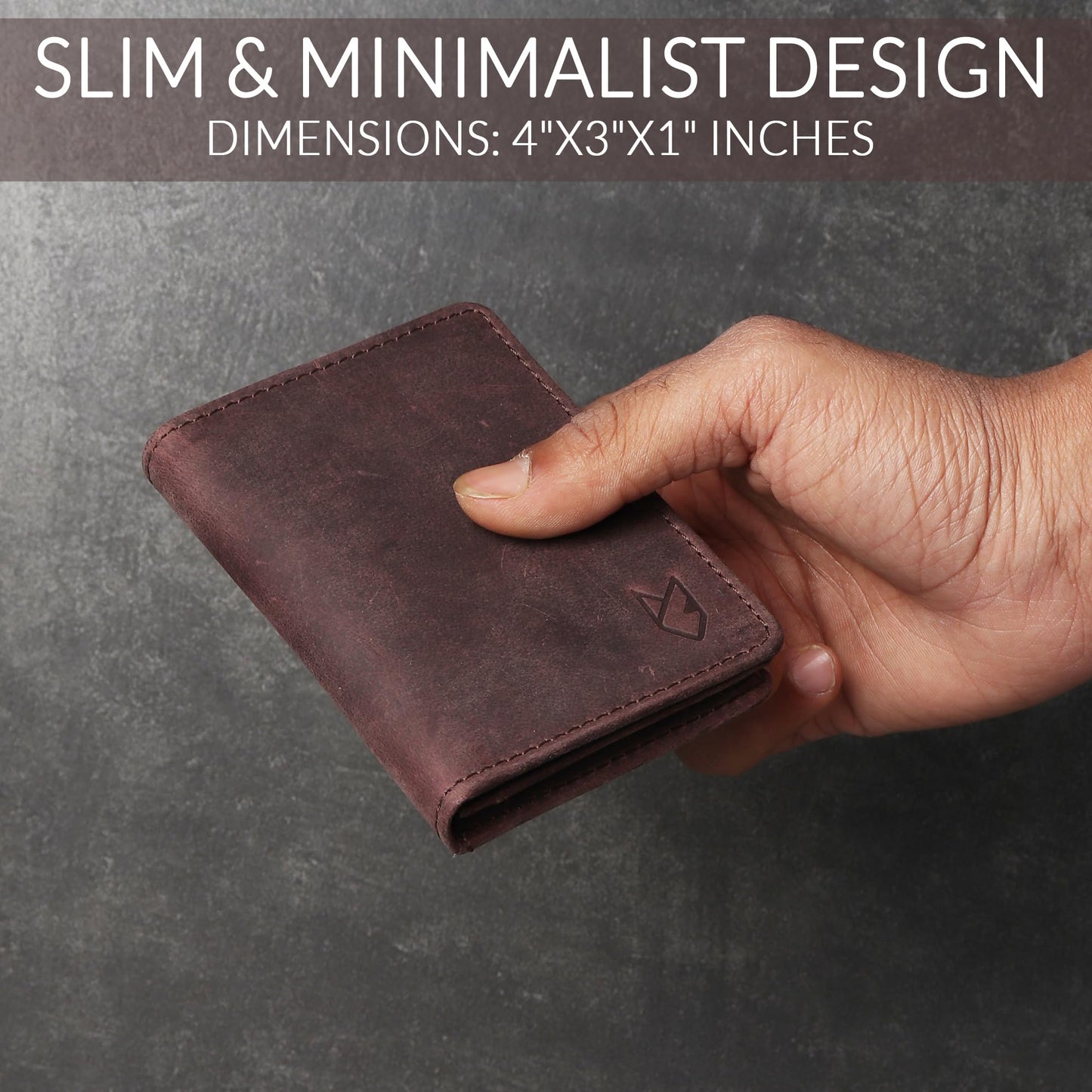 FOXHACKLE Leather Credit Card Holder For Men and Women, Small RFID Blocking Bifold Wallet (With ID Slot, Hunter Coffee Brown)