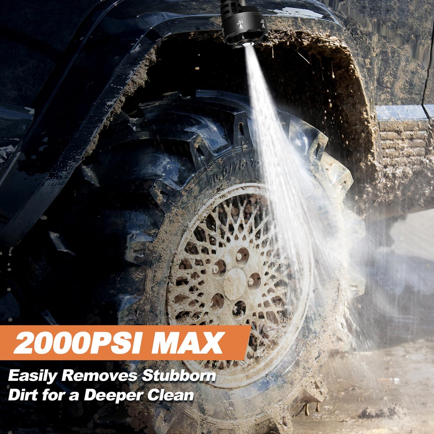 Cordless Pressure Washer, 2000PSI MAX Portable Brushless Pressure Washer, 2 X 5.0AH Batteries, 2A Fast Charger, 4 Speed Adjustment LCD Touch Screen, with Garden Hose & Faucet Connectors