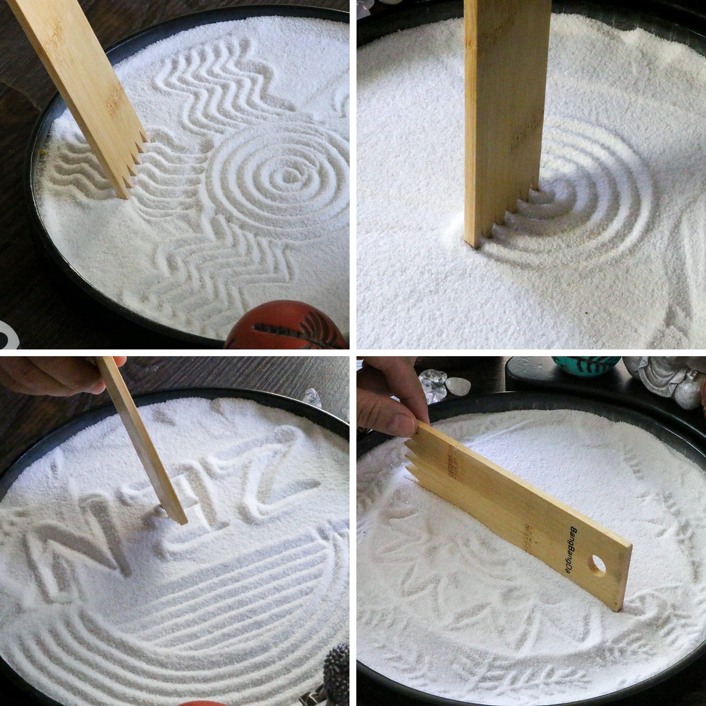 Japanese Meditation Buddha Zen Garden Kit - Tabletop Crystal Rock Sand Garden for Desk Sandbox w/Zen Rake Stamp Spheres Accessories Tools Healing Stone Office Relaxation Decor Gift
