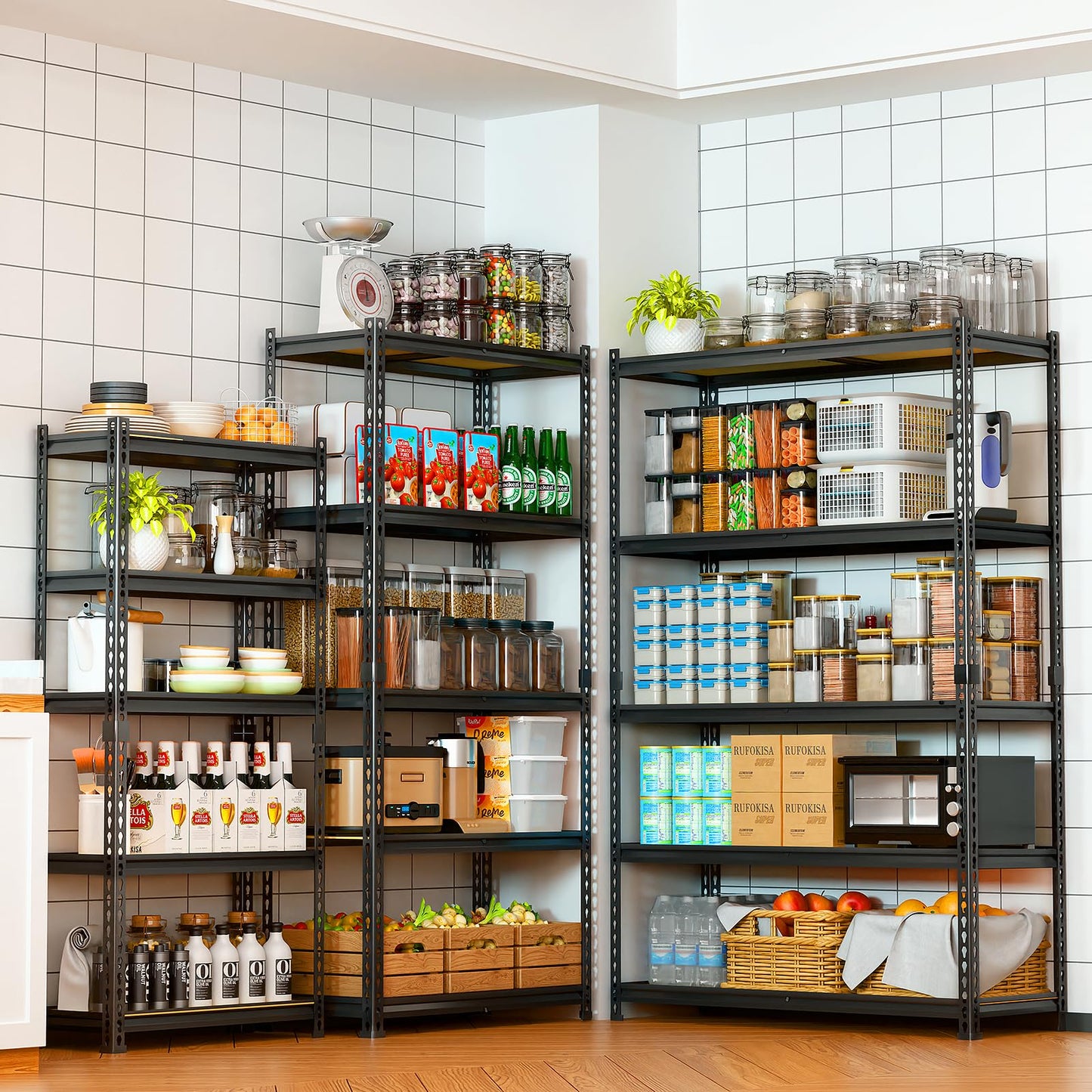 LEVELEVE 5-Tier Storage Shelving Unit, 2020 lbs Capacity, Heavy Duty Adjustable Metal Utility Shelf, 48" L x 18" W x 73" H for Garage, Kitchen, Pantry, Basement, Bathroom, Laundry, 3 Pack
