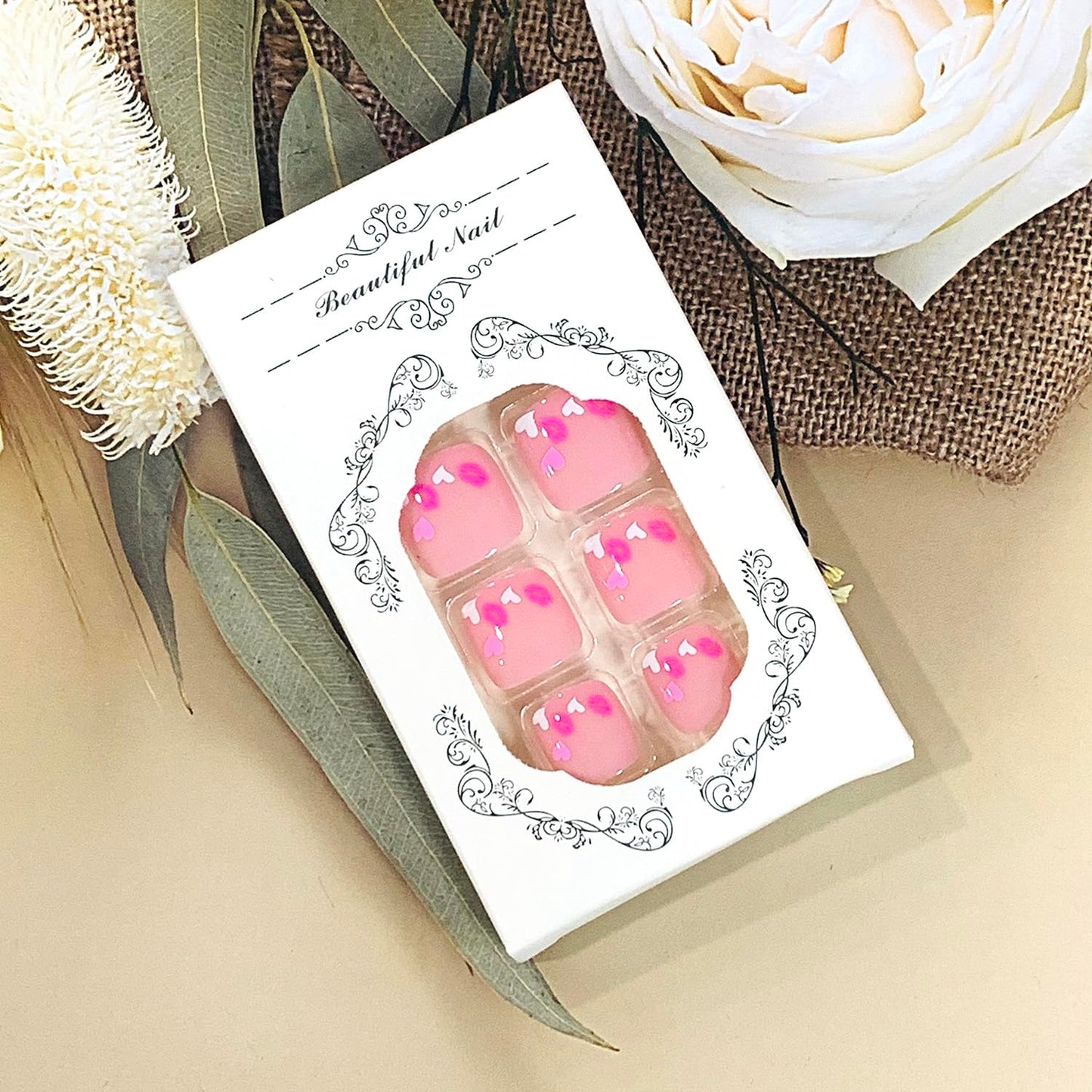 FIEONCIY Press on Toenails with Designs Acrylic Fake Nails for Toe Artificial False Nails with Charms Glue on Toe Nails for Spring Summer Stick on Toenails for Women Girls(JP3798)
