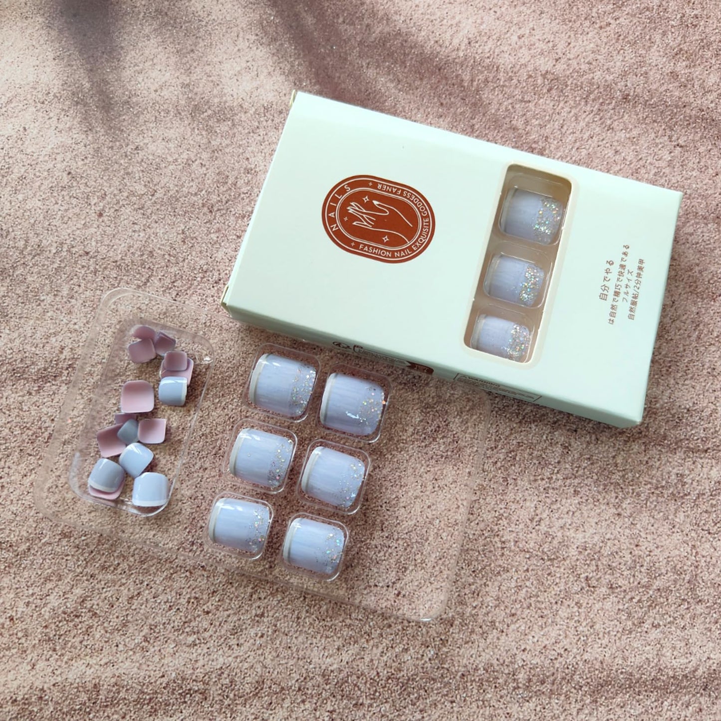 Purple Press on Toenails French Tip Fake Toe Nails Short Square False Toenails with Glitter Designs Summer Glue on Toe Nails Lavender Purple Glossy Acrylic Toenails for Coquette Women