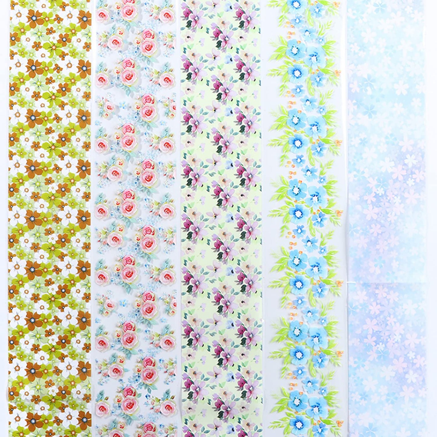 Flowers Nail Foil Transfer Stickers Decals, Flower Nail Transfer Foils Sticker Designs Spring Floral Sky Starry Paper Nail Art Decals Acrylic Nails Supplies for Women Girls Manicure Tips Decorations