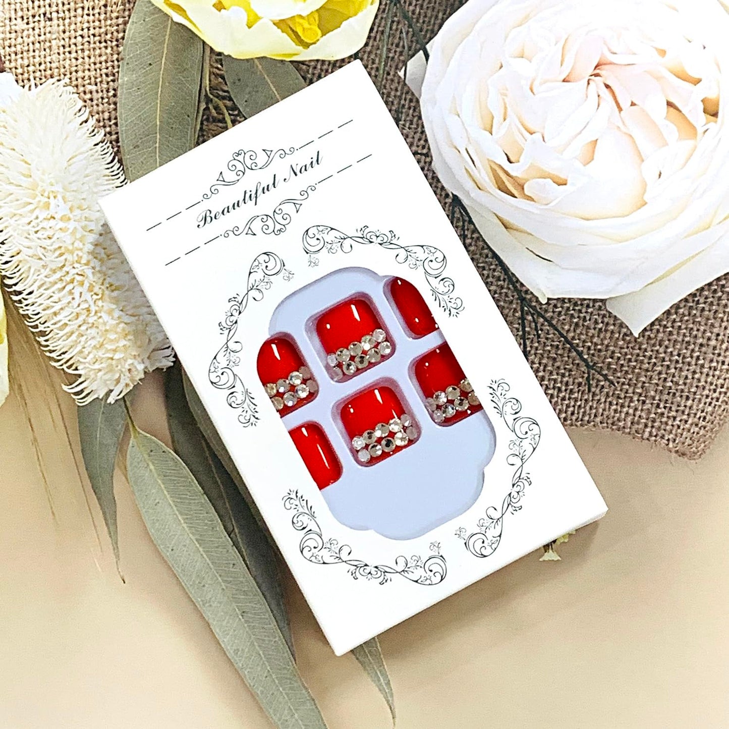 FIEONCIY Press on Toenails with Designs Acrylic Fake Nails for Toe Artificial False Nails with Charms Glue on Toe Nails for Spring Summer Stick on Toenails for Women Girls(JZ006)