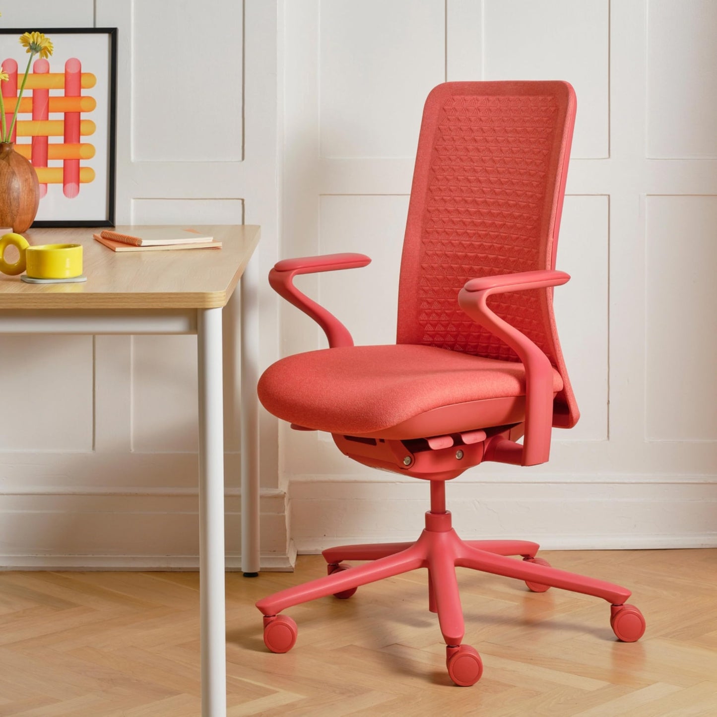 Branch Verve Chair - High Performance Executive Office Chair with Contoured Back and Adjustable Lumbar Support - High Density Foam Cushion and 3D Knit Back - Fits 5' to 6', Up to 275 lbs, Coral