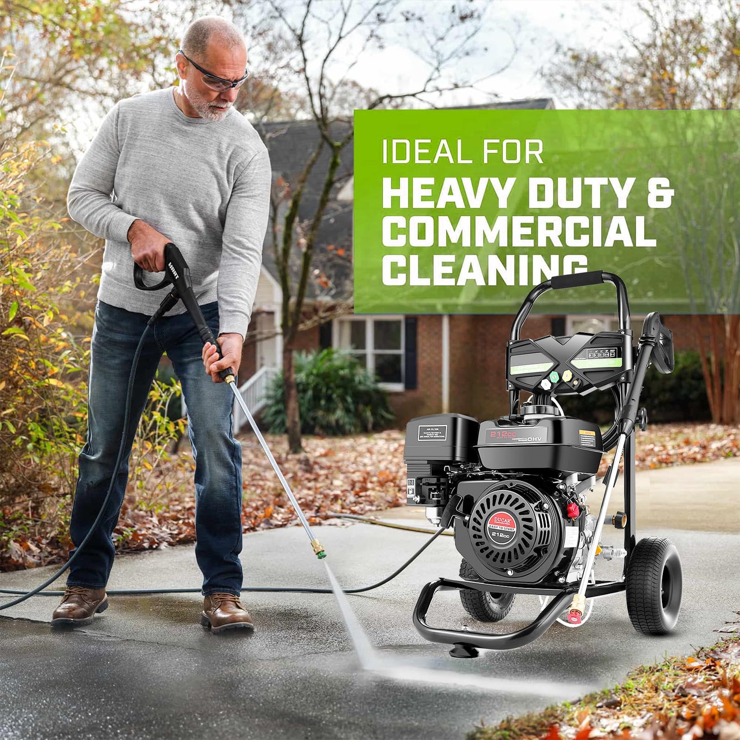 Imdot Gas Pressure Washer 4200PSI 4.0GPM Power Washer Gas Powered with 212CC Engine, 5 Tips, 25ft Hose, Soap Tank, Powerwashers for Home Cars, Black