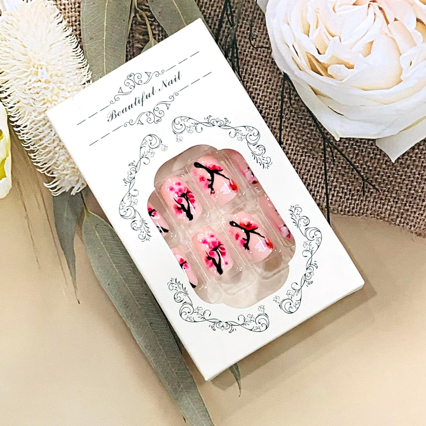 FIEONCIY Press on Nails Short Square Shaped Glossy Full Cover Acrylic Short Length Square False Nails with Designs Artificial Square Fake Nails Glue Stick ons Fingernails for Women Girls(BKS3092)