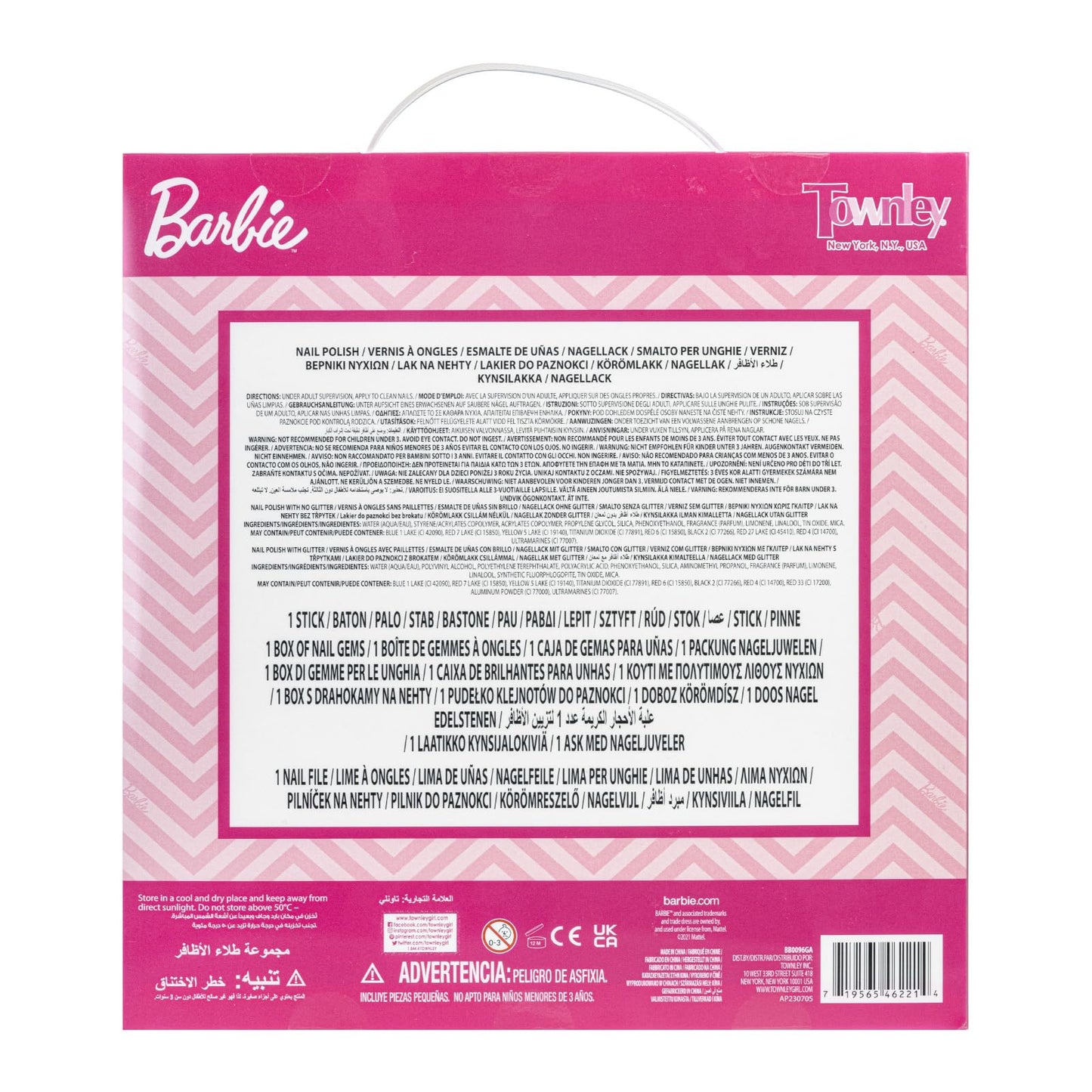 Barbie Movie 18 Piece Set Kids Water-Based Nail Polish Set, Includes Nail Polish, Nail Gems, Nail File for Age 3+, Parties Birthday by Townley Girl