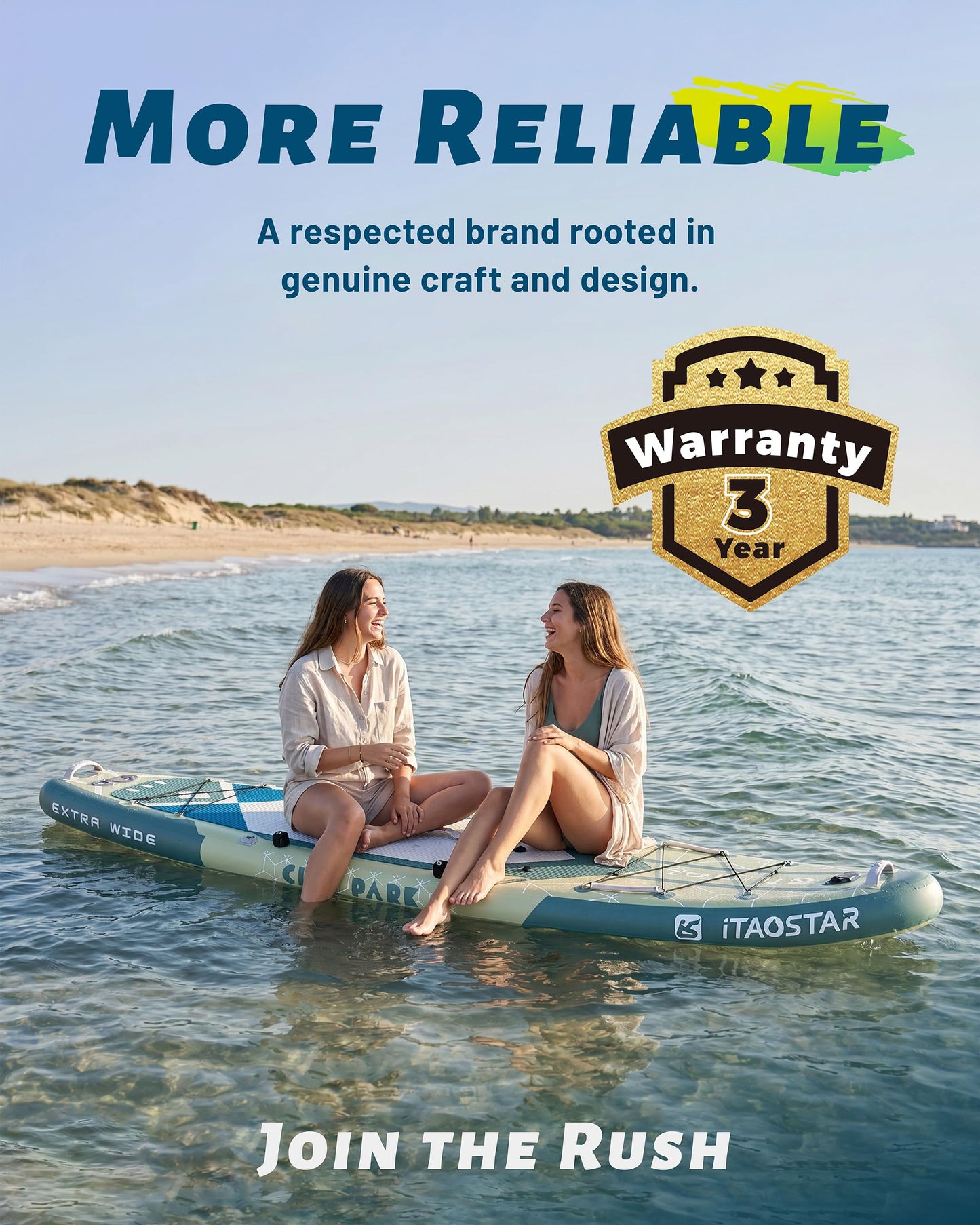 iTAOSTAR C03EP 35" Wide Paddle Board, More Fun Inflatable SUP Board with 5 Fins,12 Foot Stand Up Paddle Board with Premium SUP Accessories for Adults of All Skill Levels
