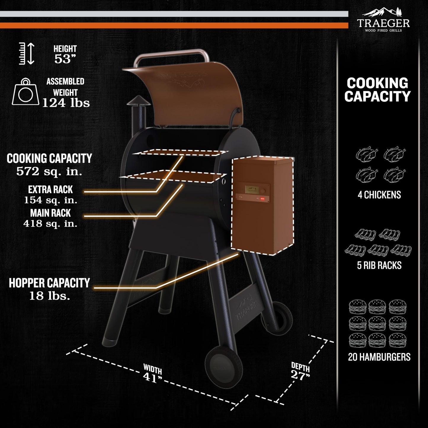 Traeger Grills Pro 575 Wood Pellet Grill & Smoker with Wifi, App-Enabled, Bronze