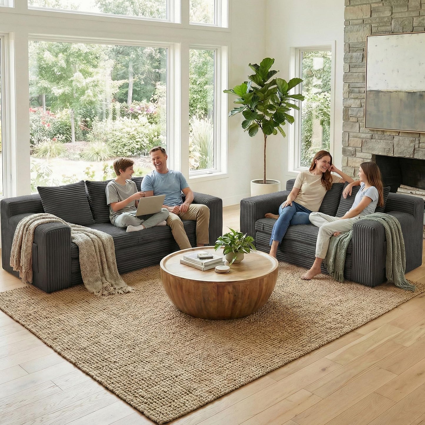 Boneless Loveseat Sleeper Sofa Bed: 3-in-1 Convertible Sofa Bed with Side Pockets & Handle,Pull Out Couch with 2 Pillows,Folding Futon for Small Space,Living Room & Bedroom,Corduroy Fabric,No Assembly