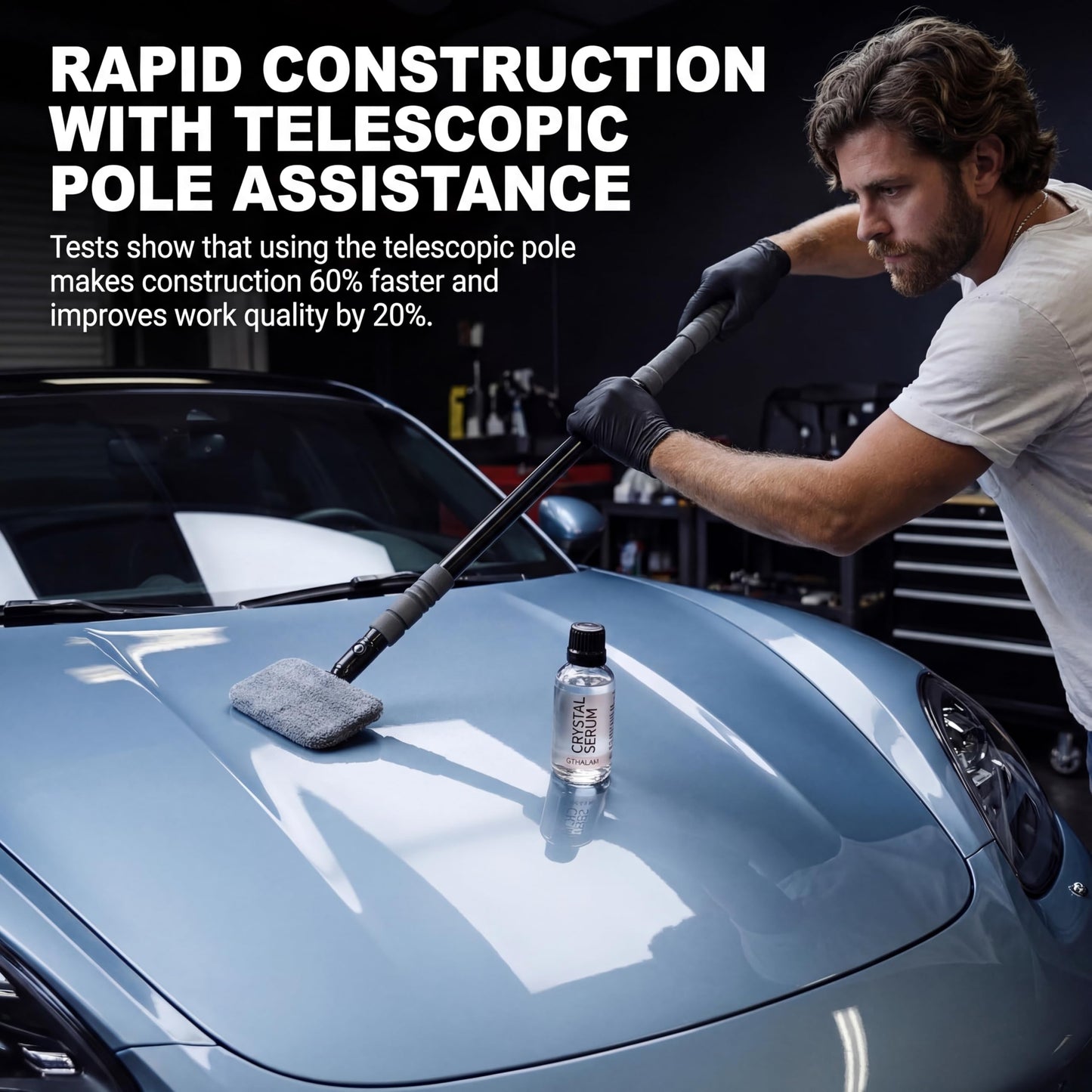 Crystal Serum Light Ceramic Coating Kit 50ml – with Applicator Pad & Prep Spray | Up to 6 Years Protection, High Gloss Shine, Scratch & Chemical Resistant for Car Paint, Trim, Plastic
