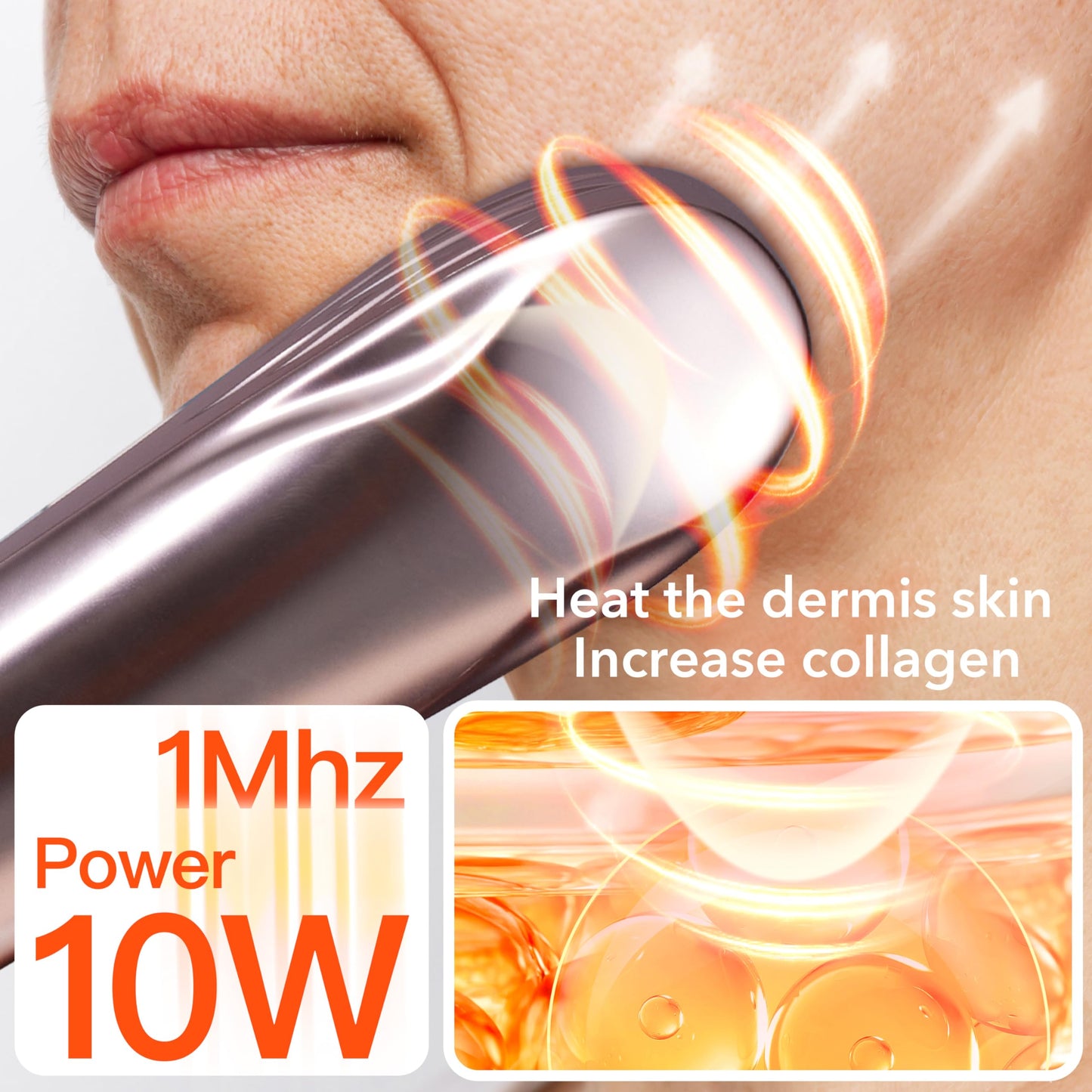 Radio Frequency Face Device | RF Professional 10 Watts | Electric | Firm Skin | Increase Collagen | Wrinkle Reducing | Anti Aging - Portable at Home Skin Care Face Beauty Device