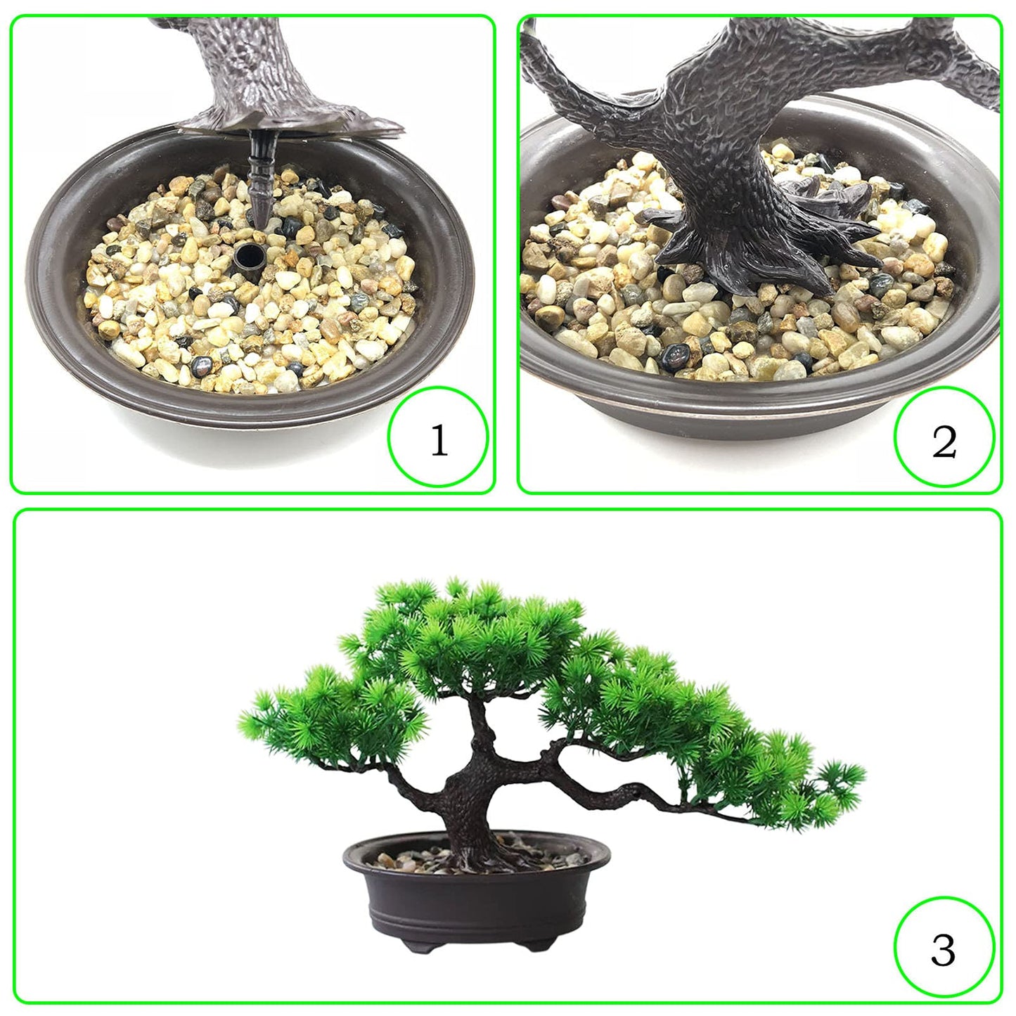 Rozwkeo Artificial Bonsai Tree Fake Plant Decoration Potted Tree Faux House Plants Small Japanese Pine Bonsai Plant for Indoor Home Decoration Office Hotel Windowsill Desktop Display Zen Decor Trees