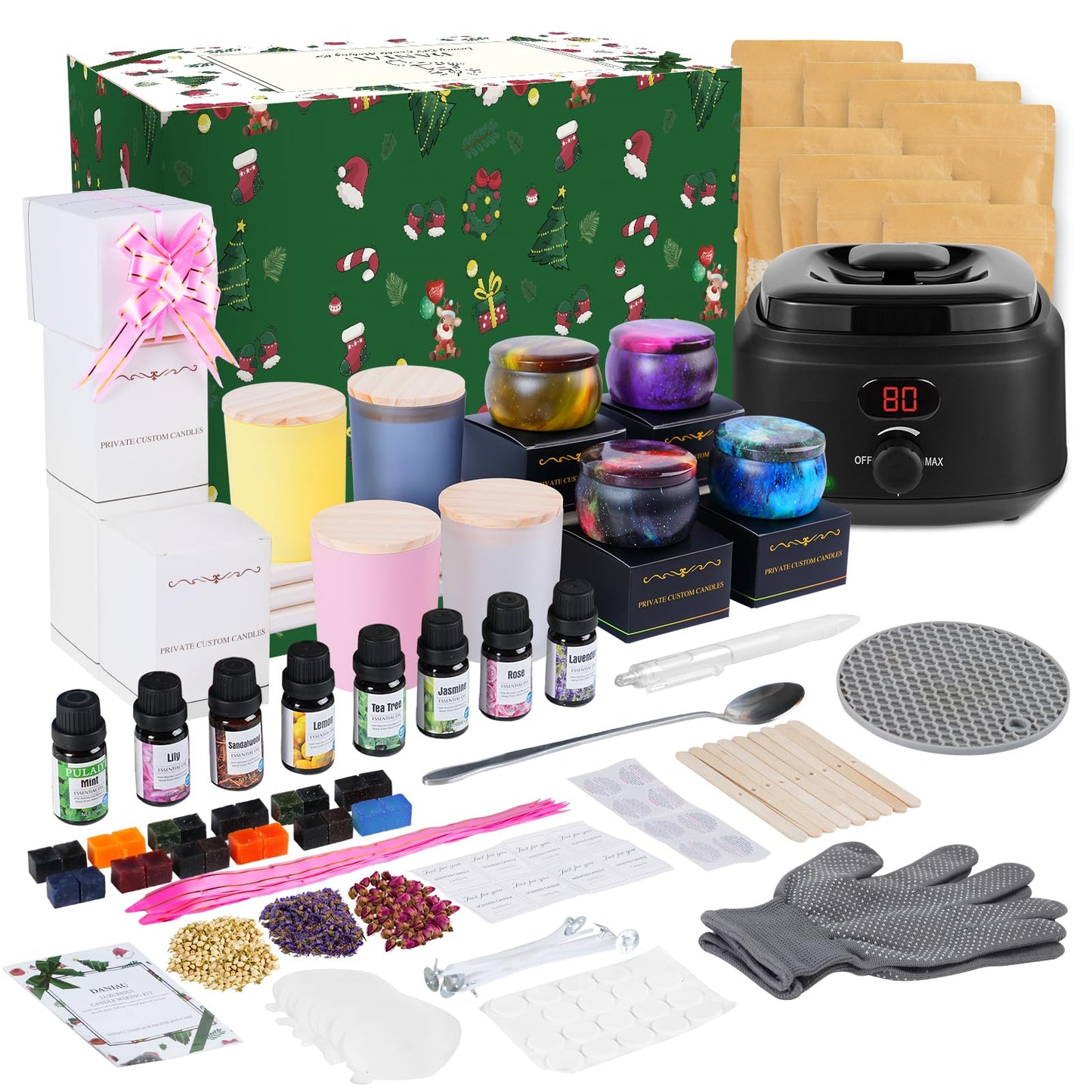 Candle Making Kit for Adults, Candle Making Supplies DIY Starter with Digital Soy Wax Melt Warmer, Premium Candles Making Supply Set Perfect as Home Decorations, DIY Arts Crafts Gift