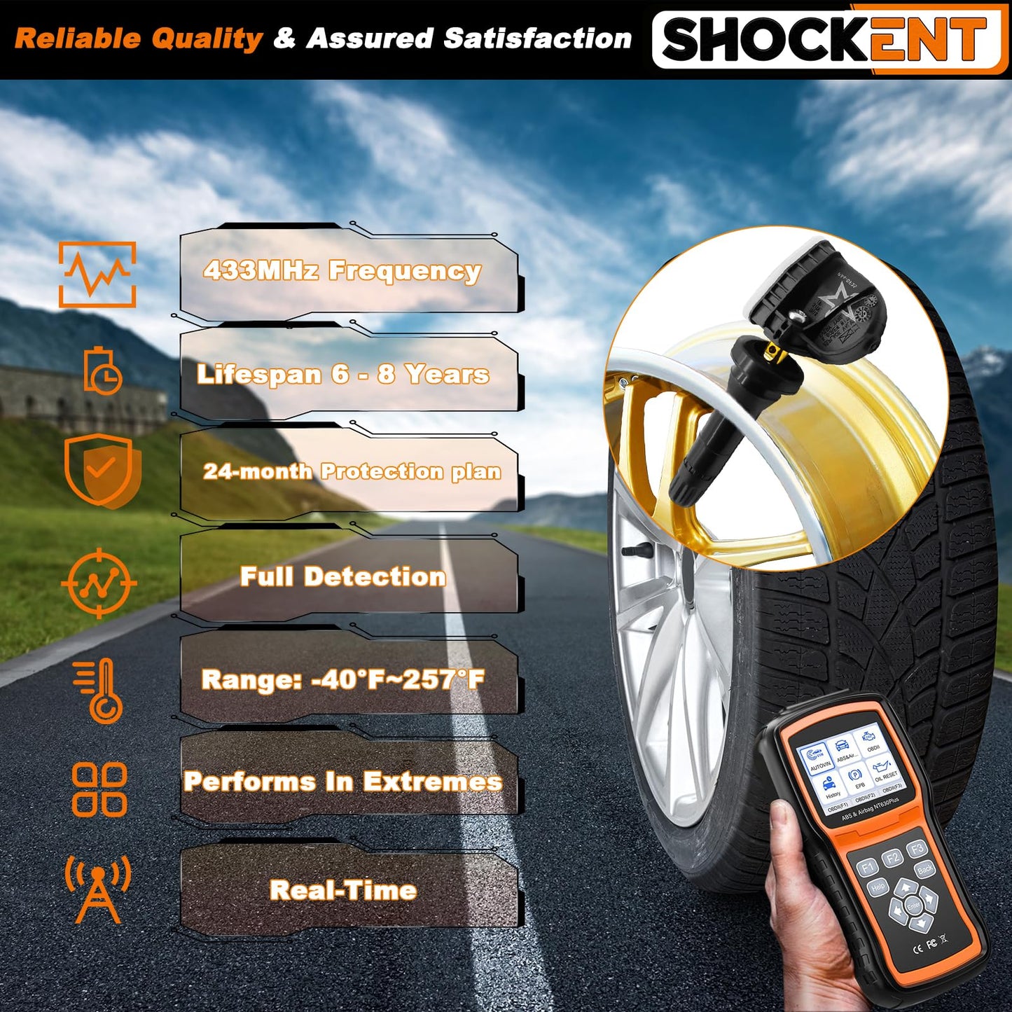 SHOCKENT 13598773 Upgraded 433MHZ TPMS Sensor Fits for:-Chevy Traverse 2016-2022, Malibu 2016-2022, Cruze 2016-2019, Impala 2017-2018, Tire Pressure Monitoring System Sensor-4PCS
